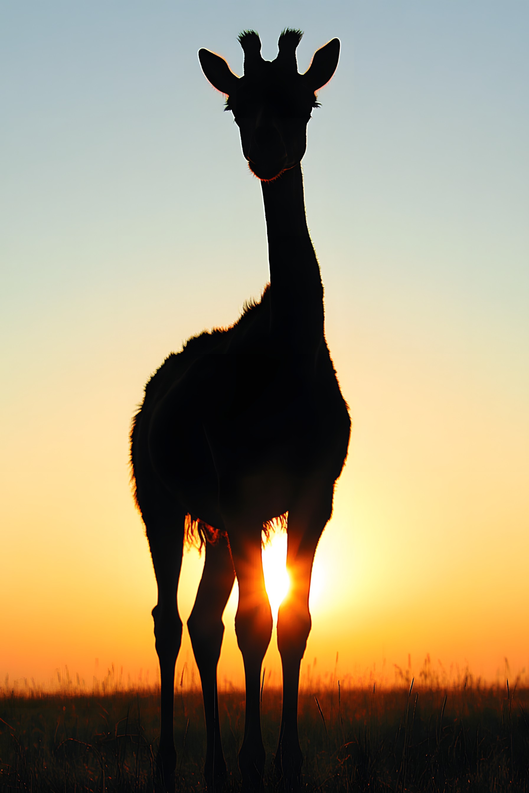 Sunset, Terrestrial animal, Dusk, Silhouette, Sunrise, Camelids, Evening, Snout, Afterglow, Sunlight, Backlighting, Wildlife, Giraffe, Red sky at morning, Giraffids, Savanna, Shadow