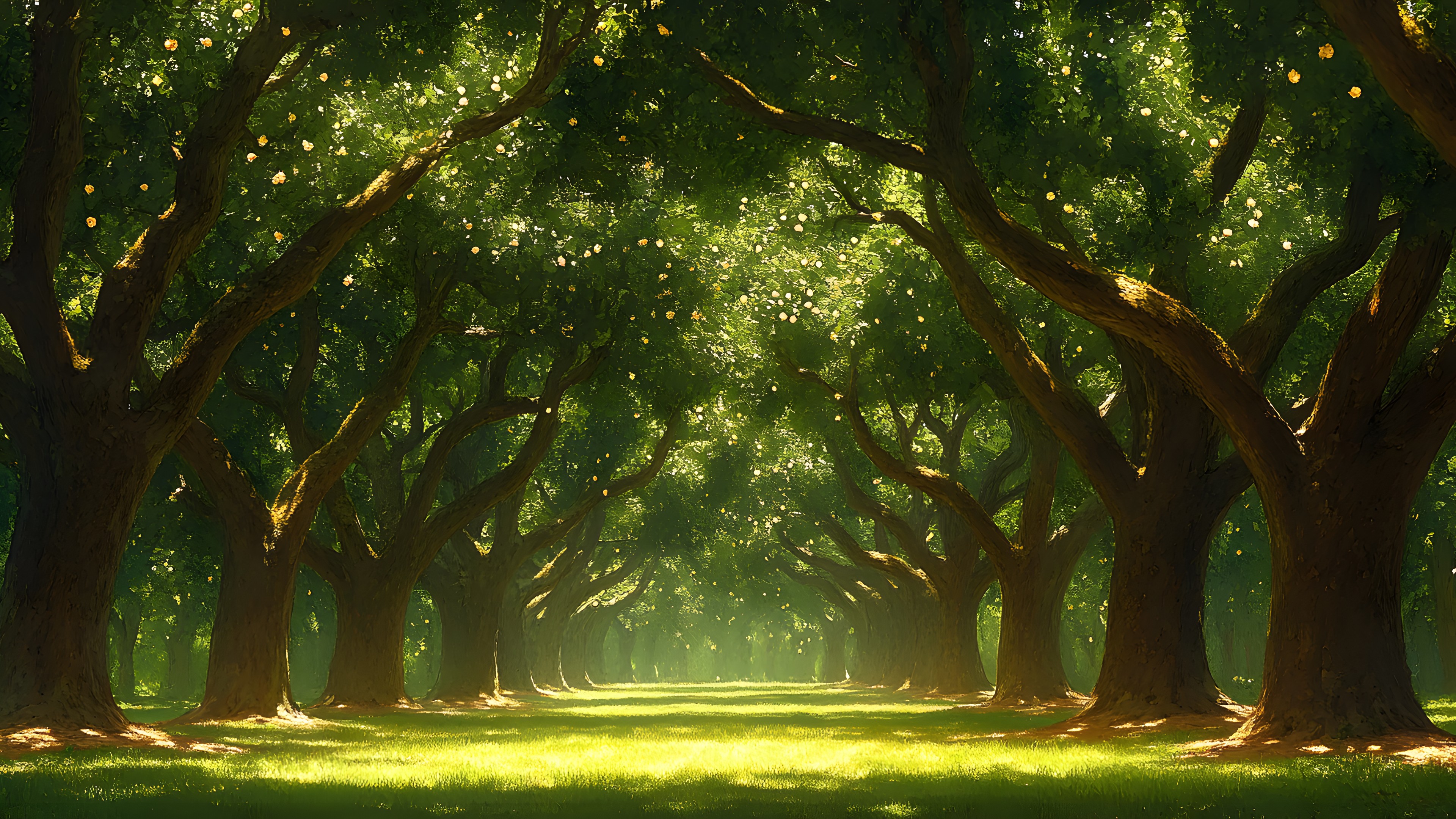 Leaf, Nature, Green, Tree, Natural environment, Branch, Grass, Wood, Vegetation, Natural landscape, Trunk, Sunlight, Twig, Shade, Forest, Woody plant, Grove, Woodland, Plantation, Shadow