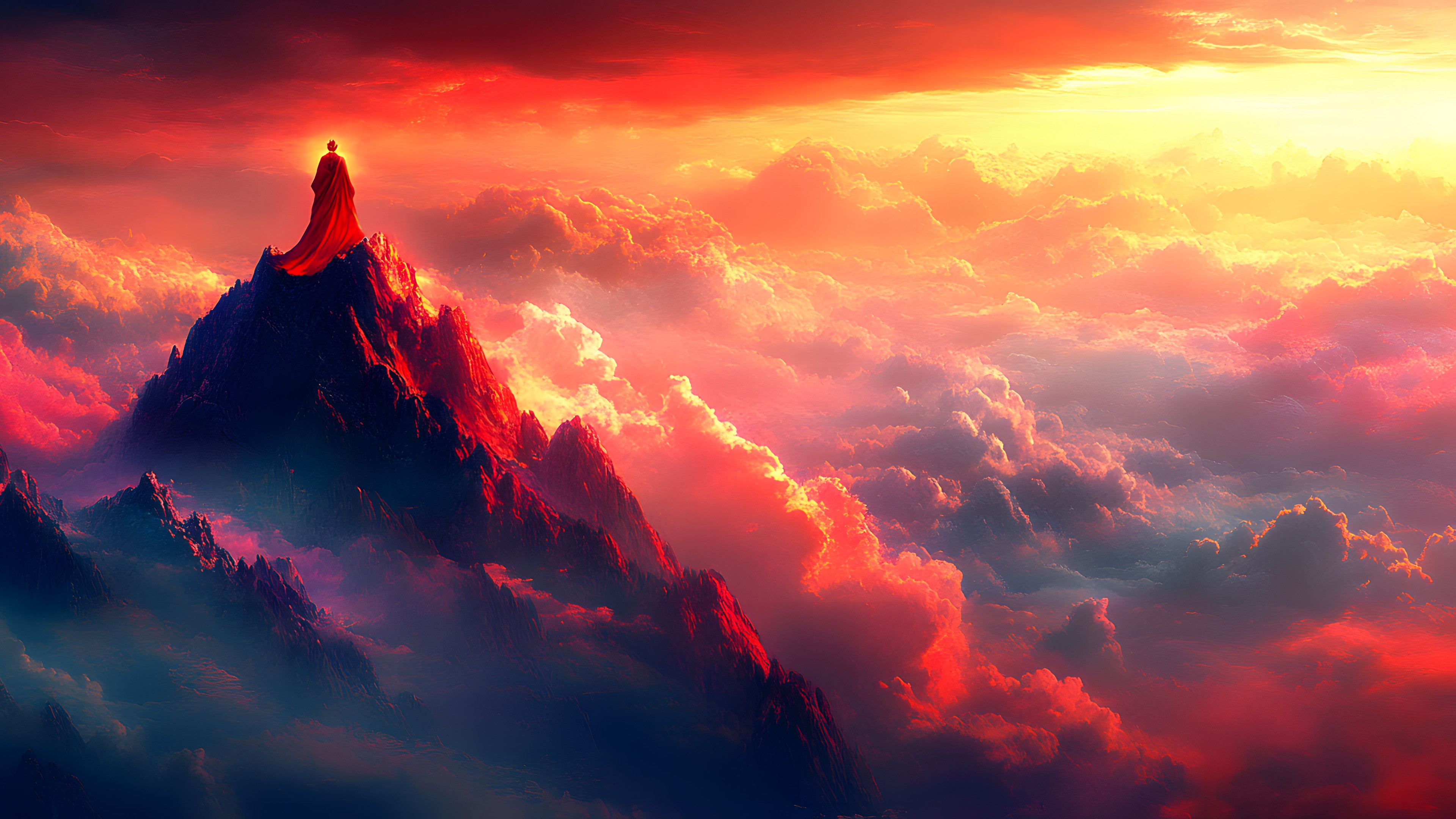 Cloud, Orange, Sunrise, geological phenomenon, Afterglow, Red sky at morning, Meteorological phenomenon, Dusk, Sunset, Dawn, Evening, Cumulus, Summit, Volcano, Graphics, Types of volcanic eruptions, Ridge, Heat, Volcanic landform, Alps