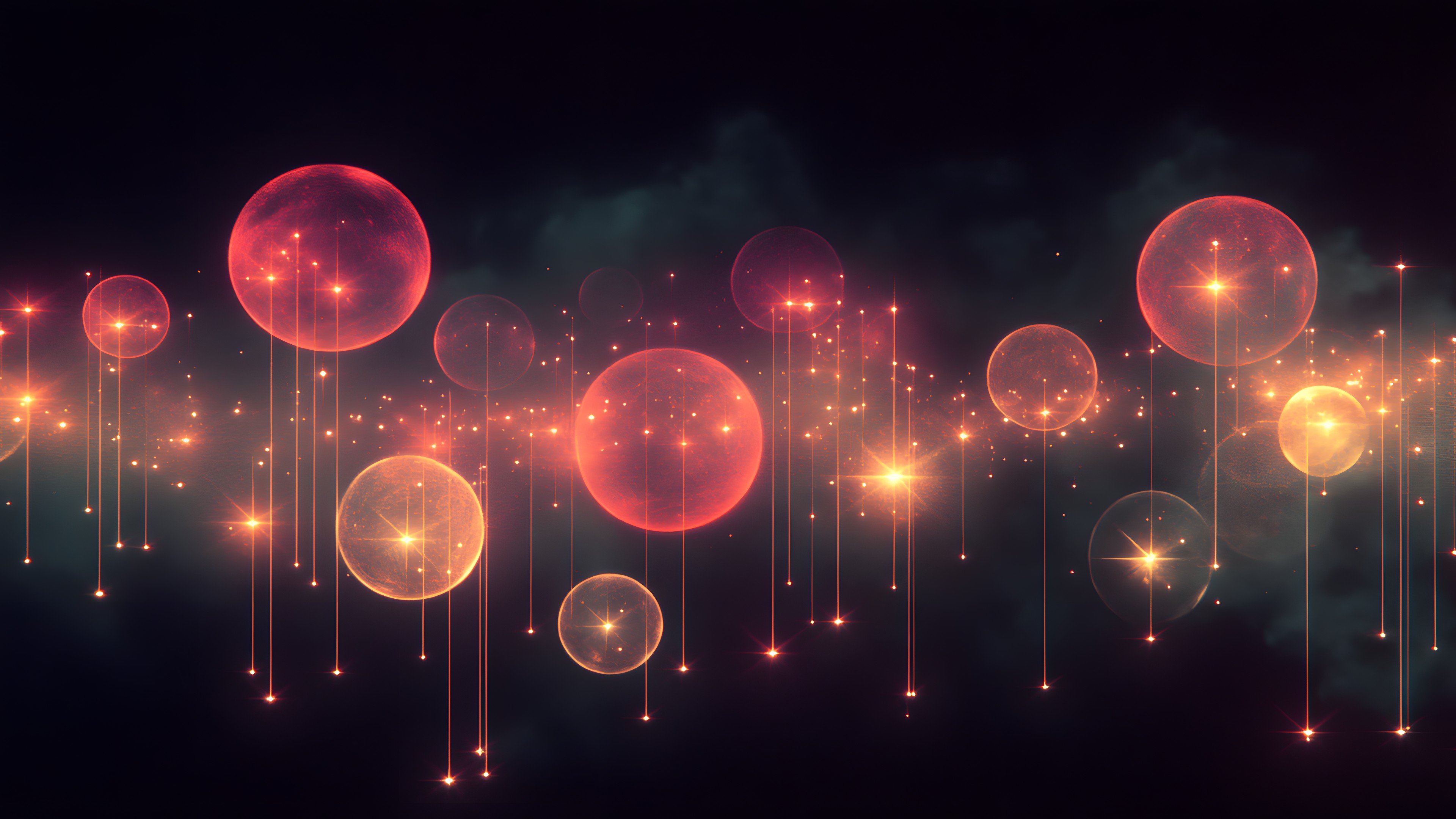 Red, Orange, Pink, Night, Lens flare, Graphics, Midnight, Sphere, Graphic design, Science, Fractal art