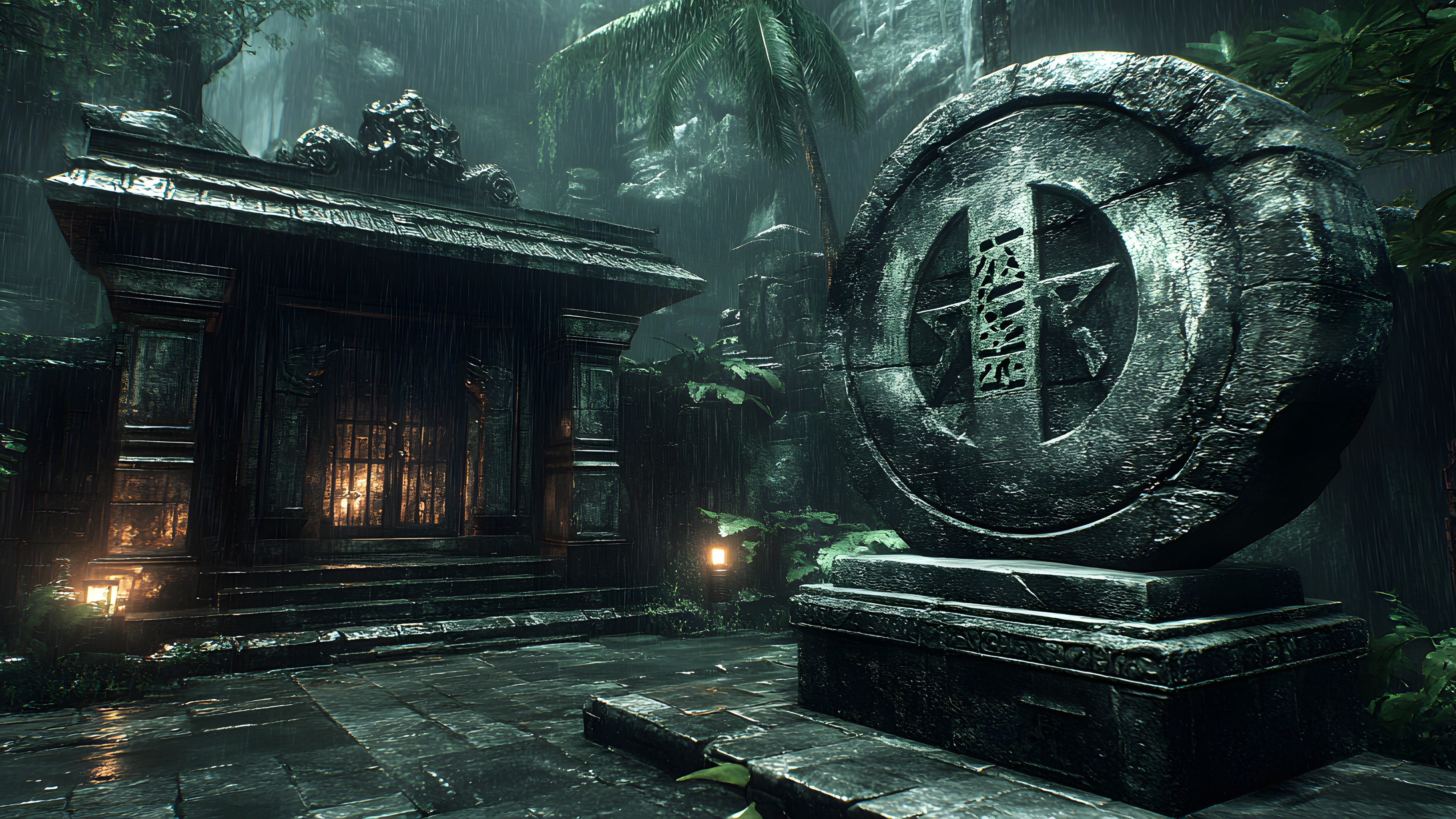 Game, Video Game Software, PC game, Digital compositing, CG artwork, Temple, Shrine, Palm trees, Adventure game, Animation, Fictional character