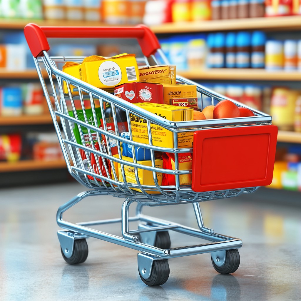 Shopping cart, Wheel, Photograph, Tire, Product, Cart, Red, Retail, Shelf, Motor vehicle, Snapshot, Shopping, Fun, Electric blue, Child, Crate, Service, Baby Products, Plastic, Flooring