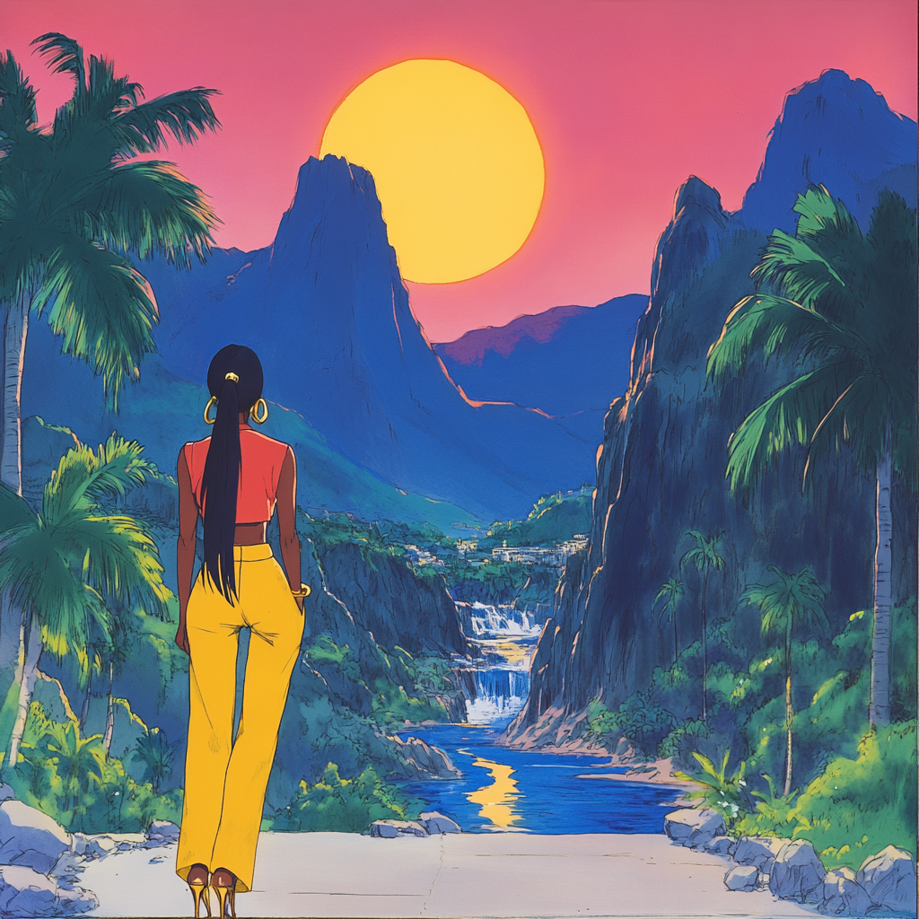 Dusk, Red sky at morning, Palm trees, Sunset, Animation, Evening, Afterglow, Sunrise