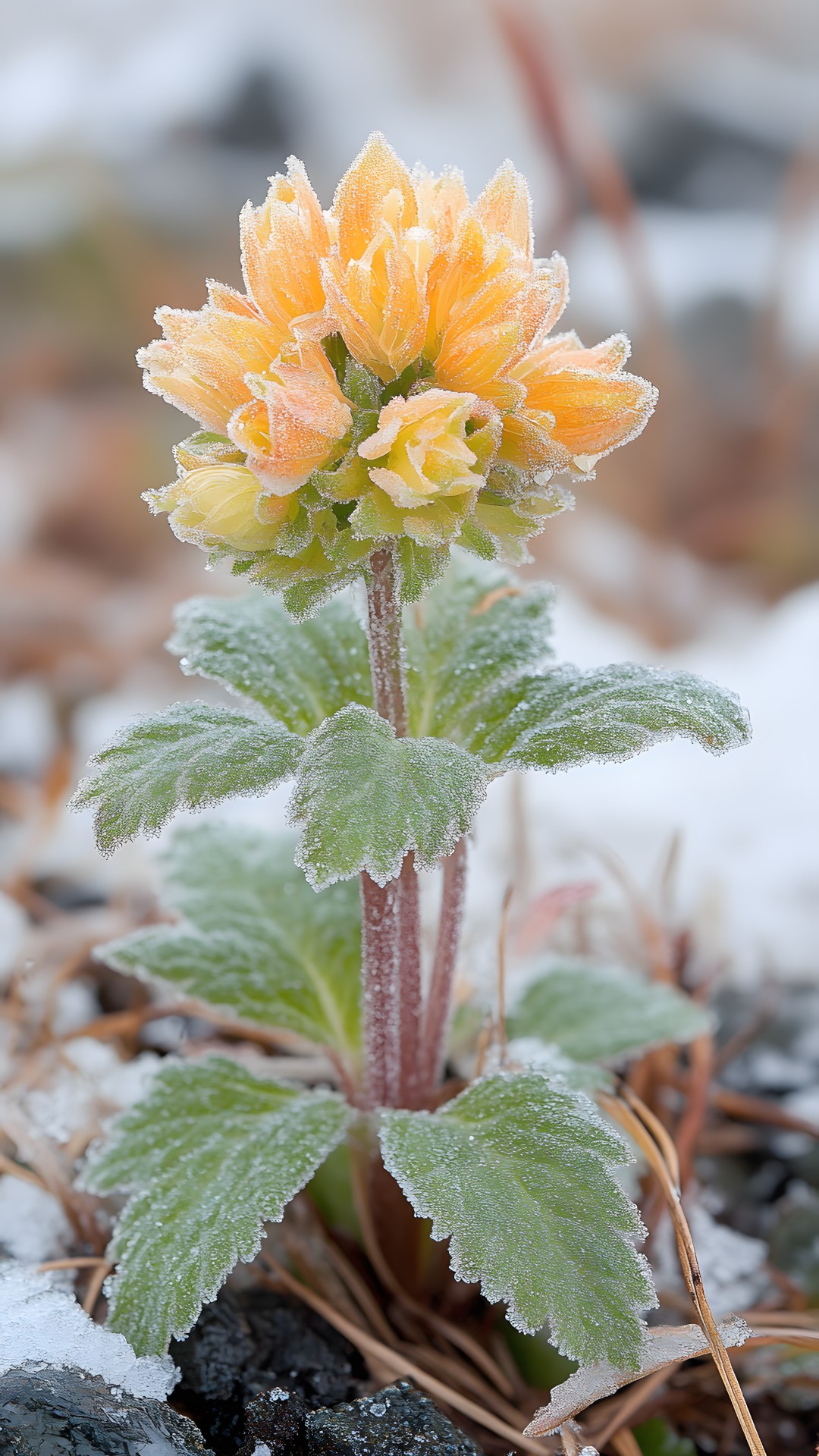 Yellow, Frost, Close-up, Macro photography, Wildflower, Perennial plant, Broomrapes, Borages