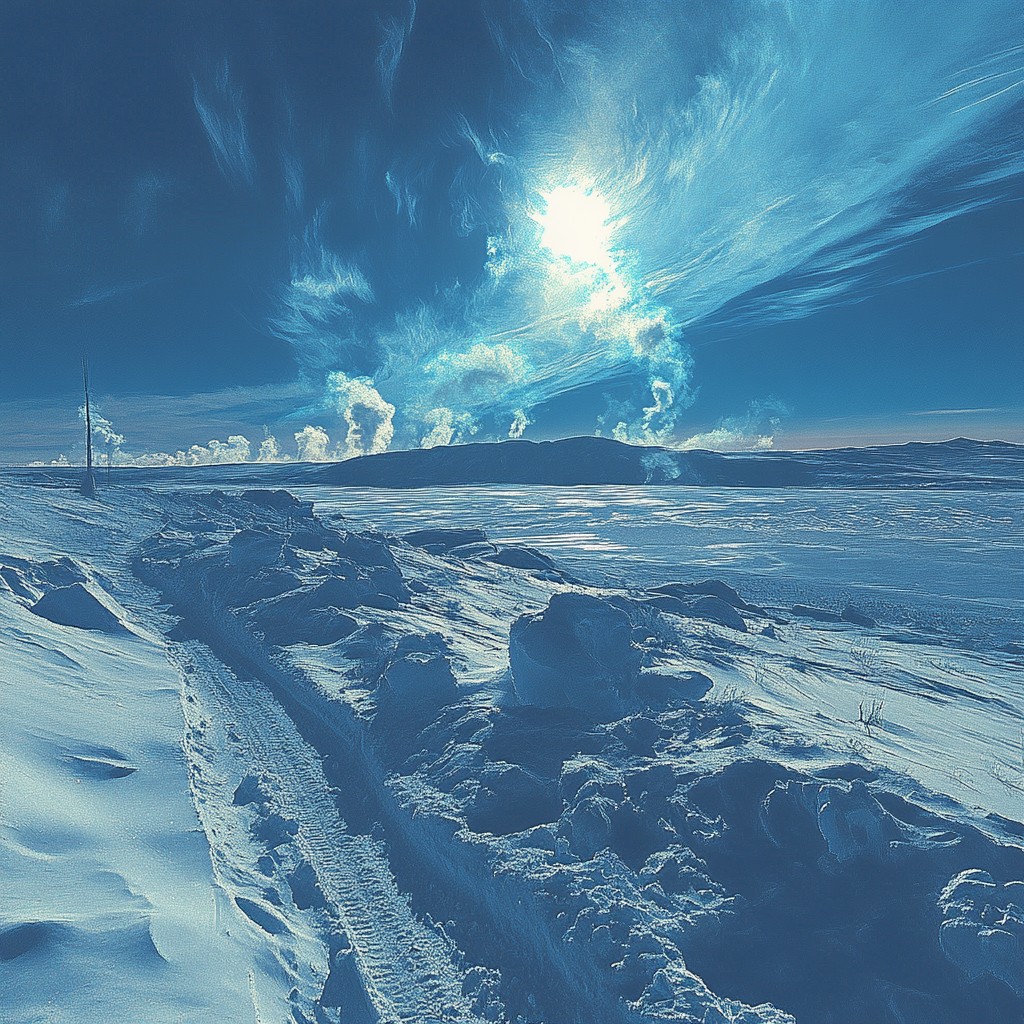 Blue, Daytime, Winter, Snow, Astronomical object, Freezing, Glacial landform, geological phenomenon, Sunlight, Sun, Ice cap, Arctic, Glacier, Ice, Slope, Lens flare, Tundra, Polar ice cap, Piste, Meteorological phenomenon