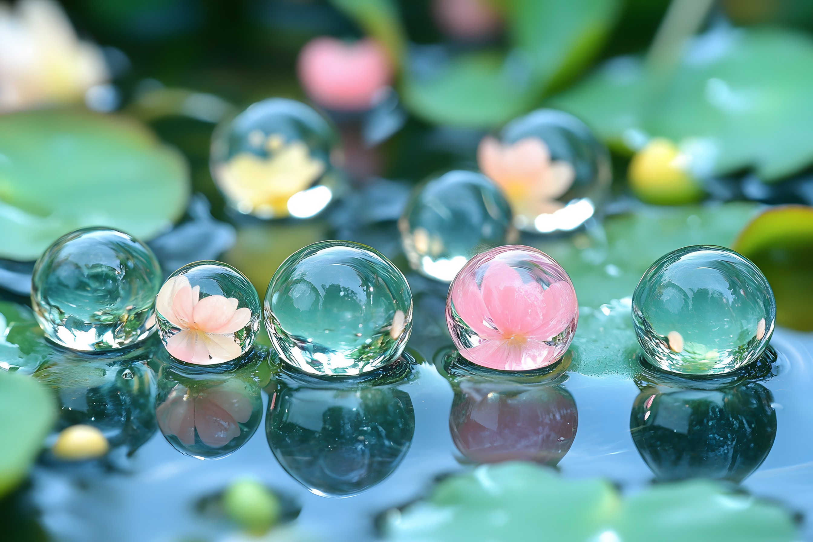 Sphere, Reflection, Marble, Macro photography, Natural material, Paperweight, Bubble