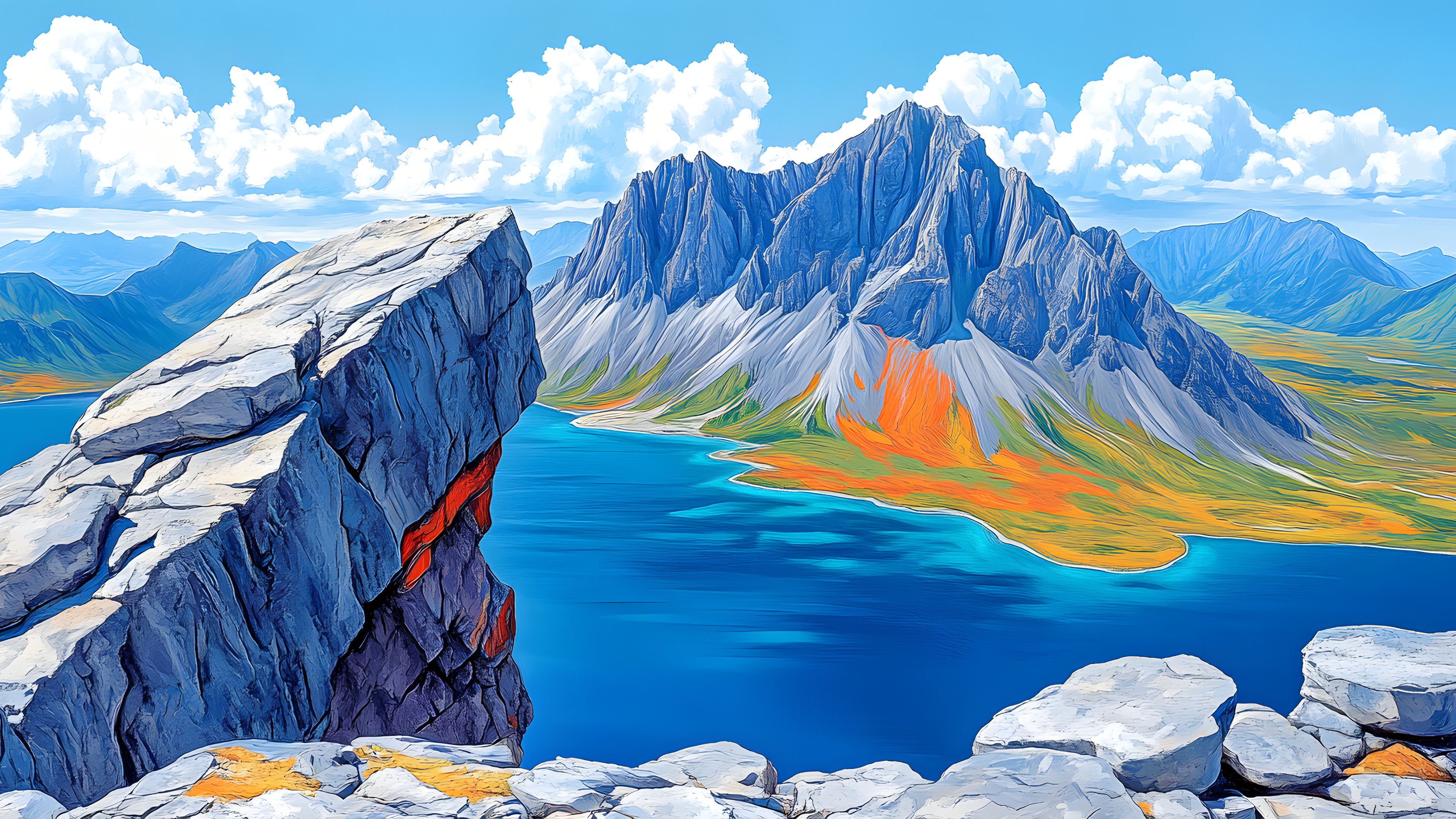 Mountainous landforms, Mountain, Mountain range, Terrain, Glacial landform, Ridge, Geological formation, Valley, Alps, Mountain river, Summit, Glacial lake, Moraine, Cliff, Massif, Batholith, Glacier, Arête, Reflection, Tundra