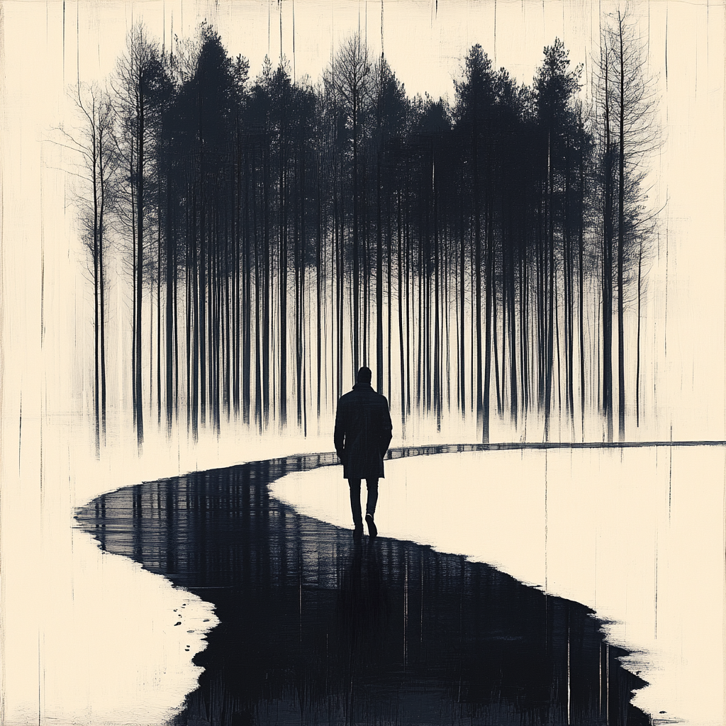 Black, Monochrome photography, Black and white, Trunk, Monochrome, Reflection, Walking, Silhouette, Shadow