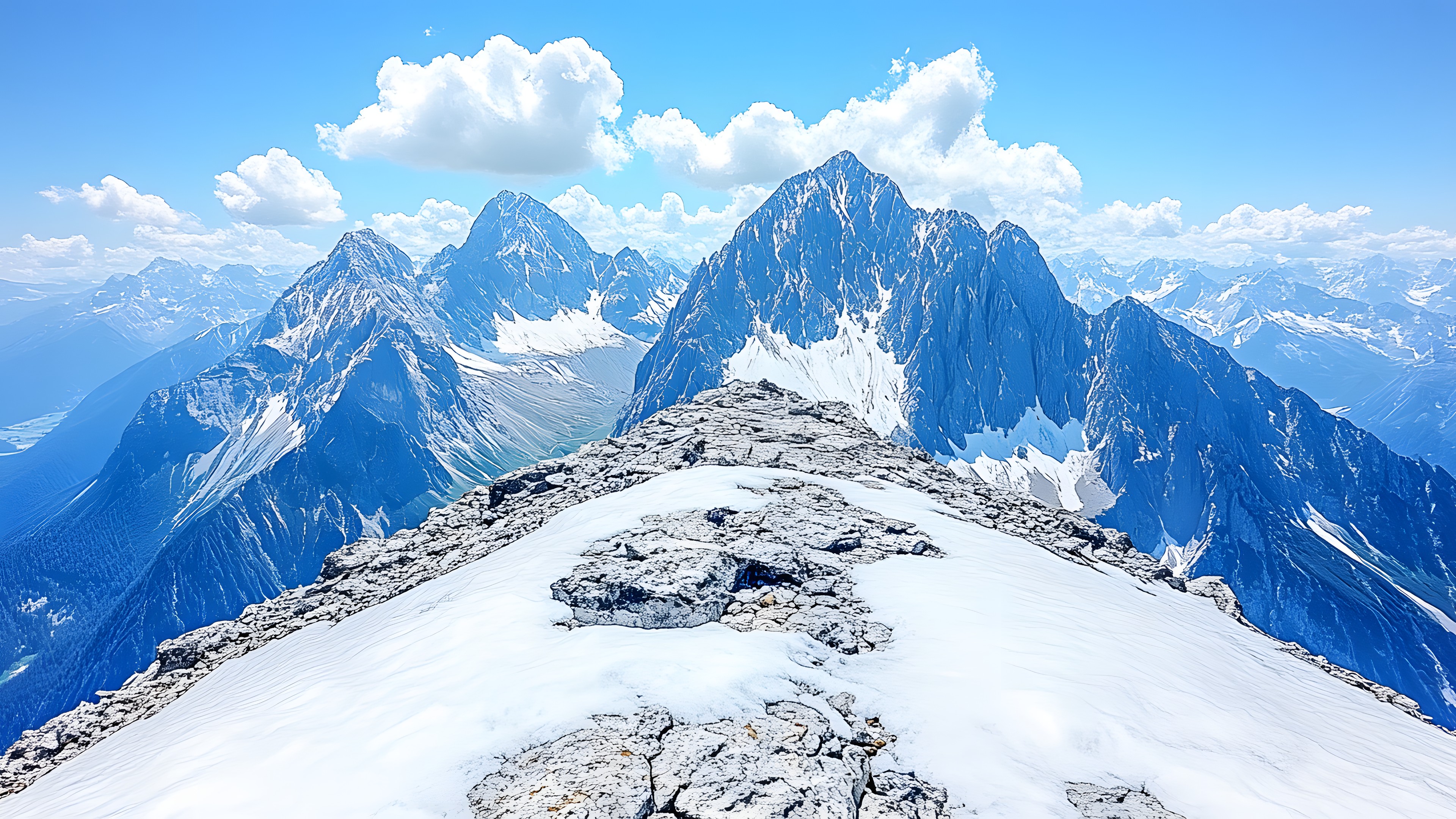 Blue, Mountain, Mountainous landforms, Snow, Winter, Mountain range, Glacial landform, Terrain, Ridge, Summit, Alps, Arête, Hill station, geological phenomenon, Glacier, Ice cap, Massif, Slope, Freezing, Nunatak