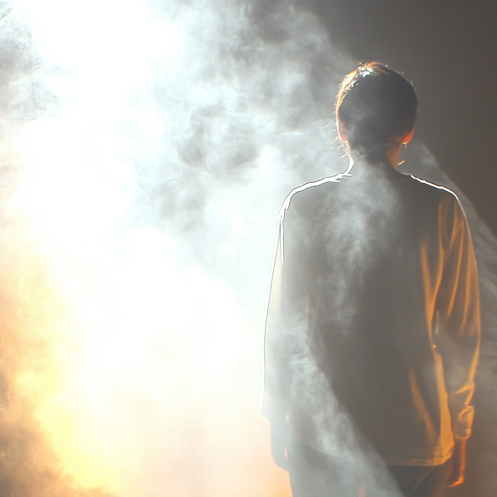 Photograph, Smoke, Orange, People in nature, Lens flare, Backlighting, Fog, Heat, Dust, Mist