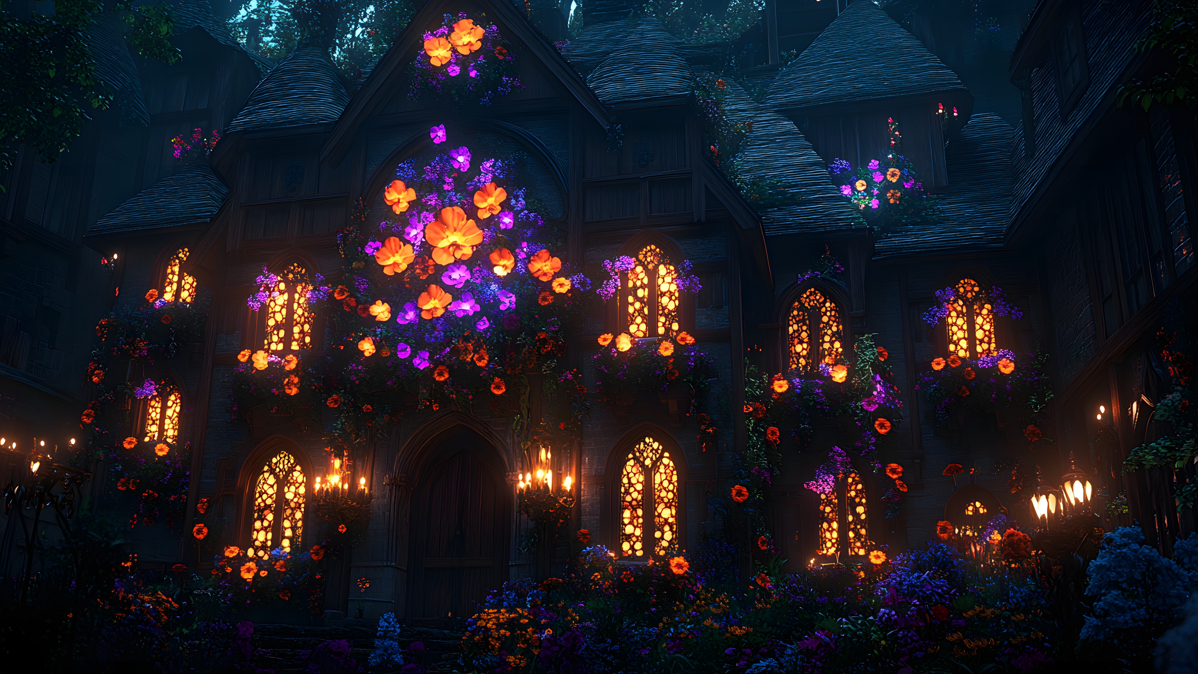 Purple, Flower Arranging, Floristry, Night, Floral design, Landscape lighting, Decoration, Rose