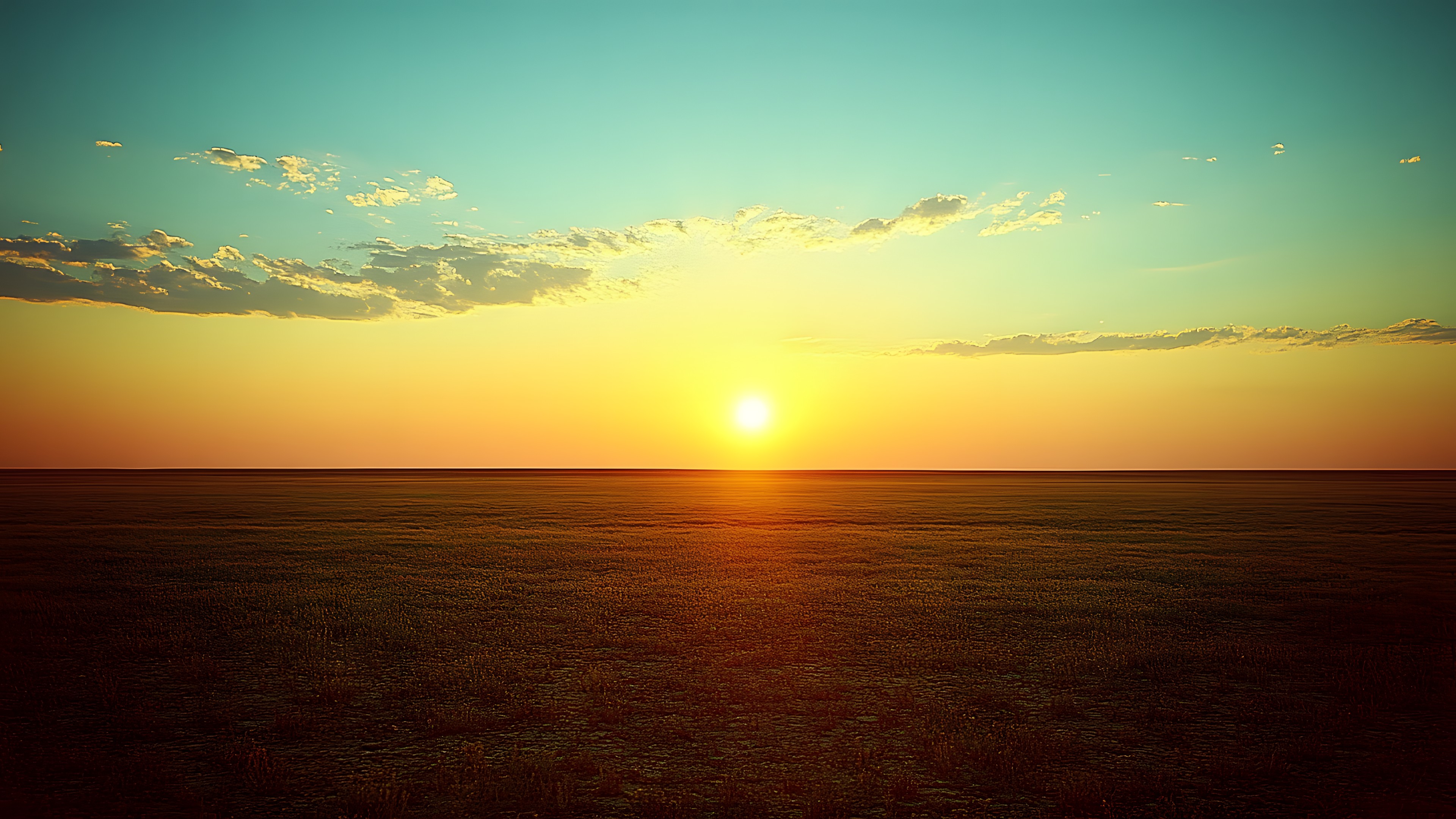 Sky, Horizon, Daytime, Sun, Yellow, Orange, Sunset, Afterglow, Ecoregion, Dusk, Sunrise, Astronomical object, atmospheric phenomenon, Summer, Cloud, Sunlight, Plain, Evening, Heat, Morning