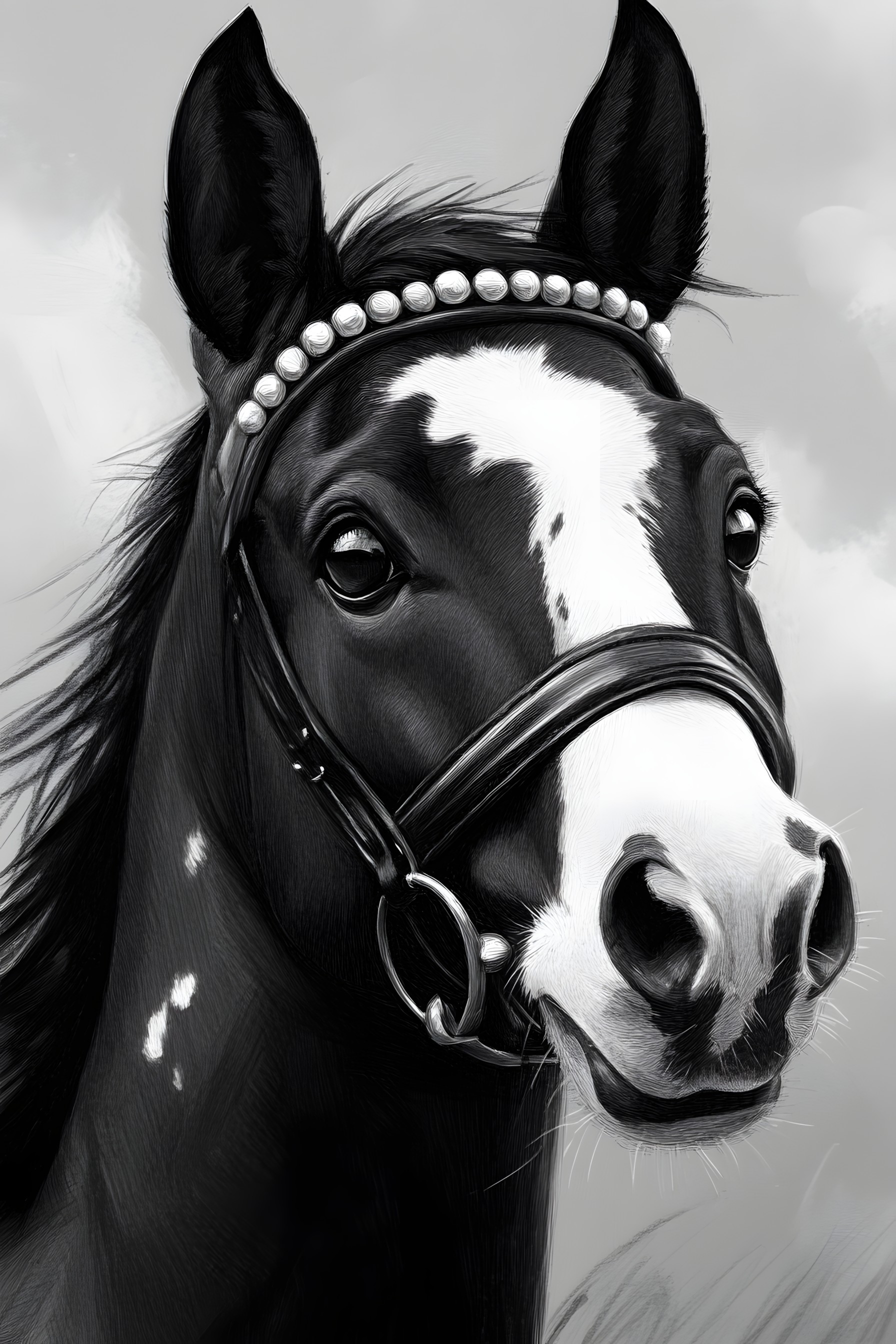 Vertebrate, Horse, Black, Working animal, Snout, Black and white, Mane, Mare, Livestock, Stallion, Bridle, Mustang, Pack animal