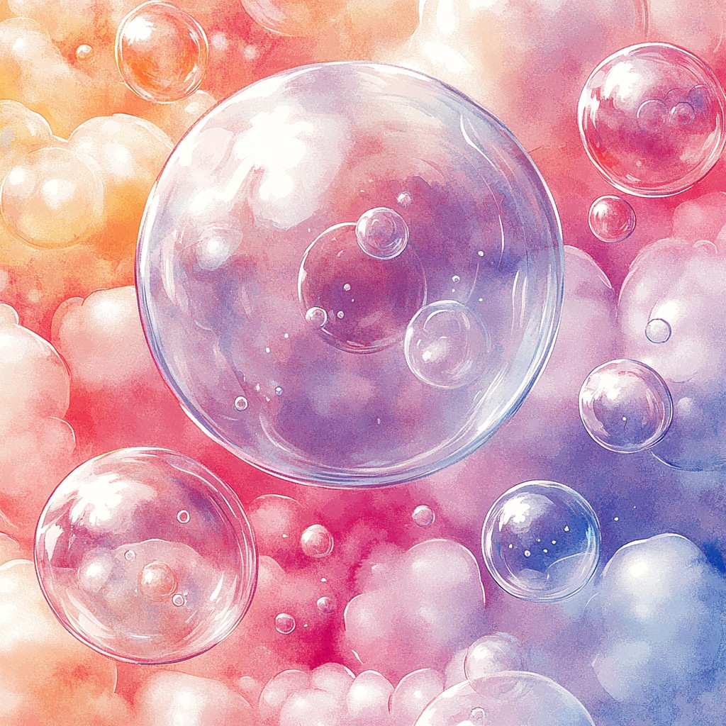 Light, Art, Pink, Paint, Astronomical object, Painting, Magenta, Material property, Fruit, Circle, Liquid bubble, Pattern, Illustration, Glass, Space, Watercolor paint, Electric blue, Graphics, Visual arts, Seedless fruit