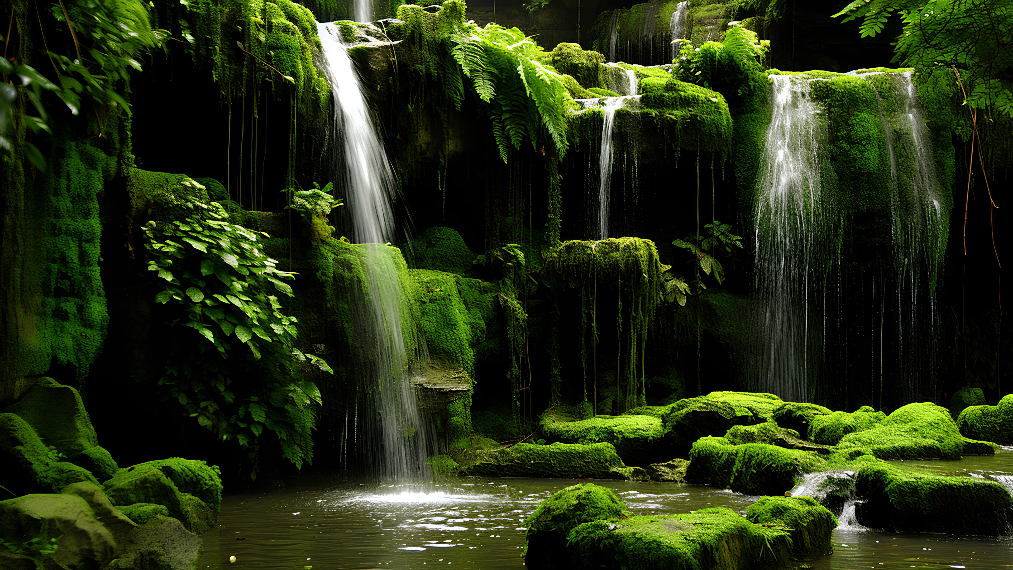 Water, Water resources, Green, Ecoregion, Fluvial landforms of streams, Plant, Natural landscape, Botany, Nature, Leaf, Spring, Waterfall, Terrestrial plant, Vegetation, Grass, Sunlight, Chute, Body of water, Biome, Watercourse