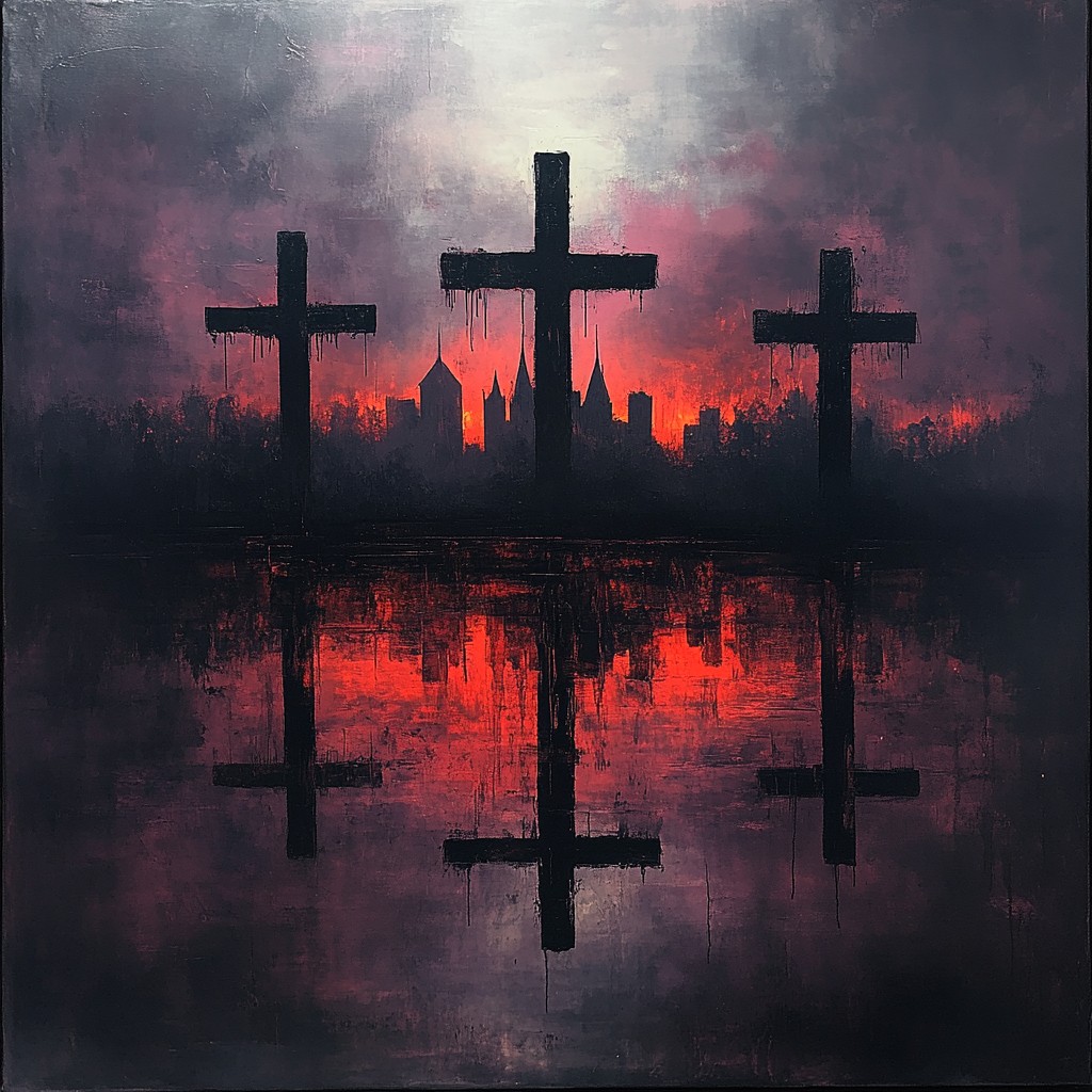 Cross, Dusk, Red sky at morning, Evening, Afterglow, Sunset, Cemetery, Dawn, Religious Item, Sunrise