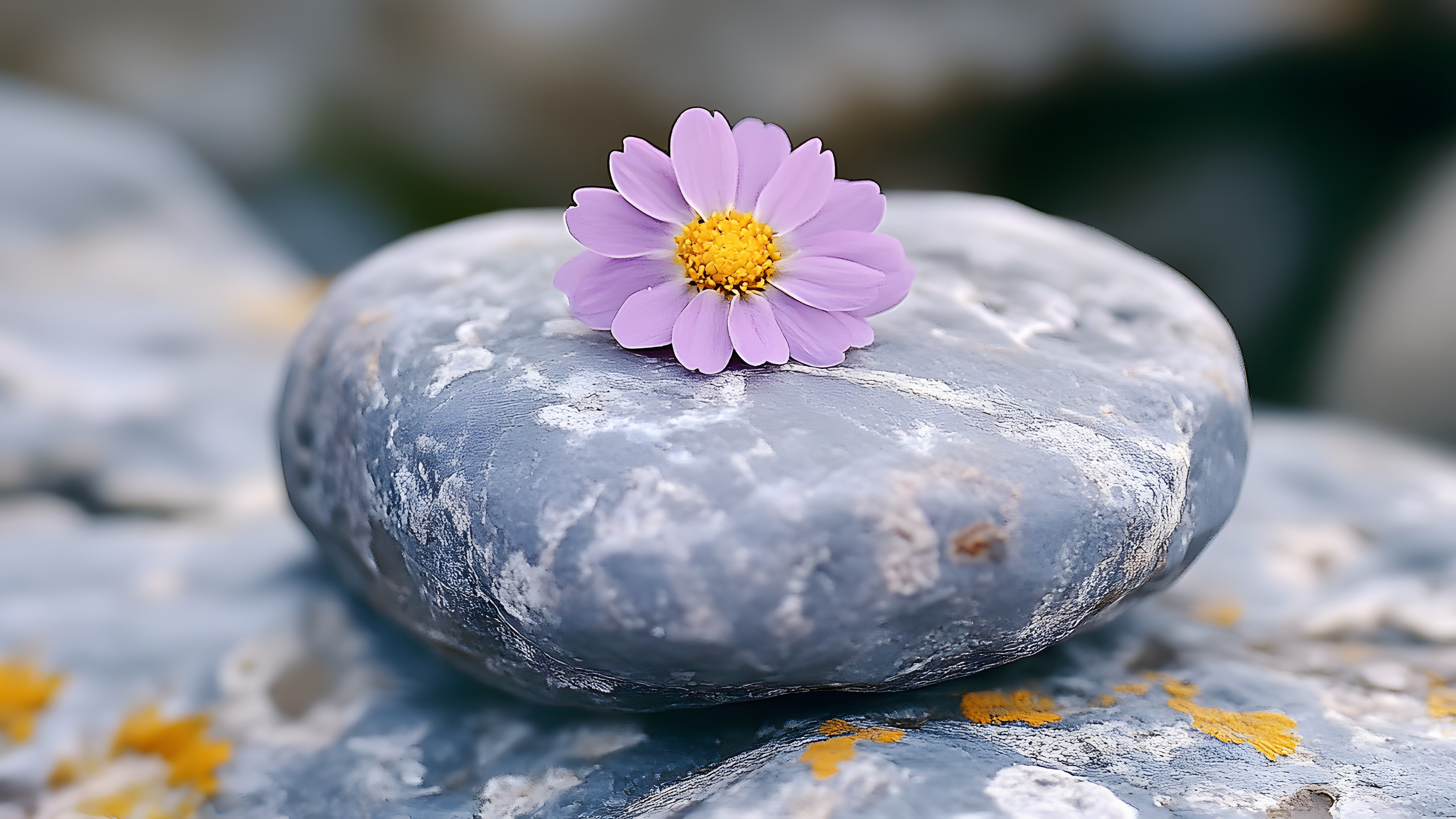 Rock, Petal, Pebble, Natural material, Macro photography, Still life photography, Crocus