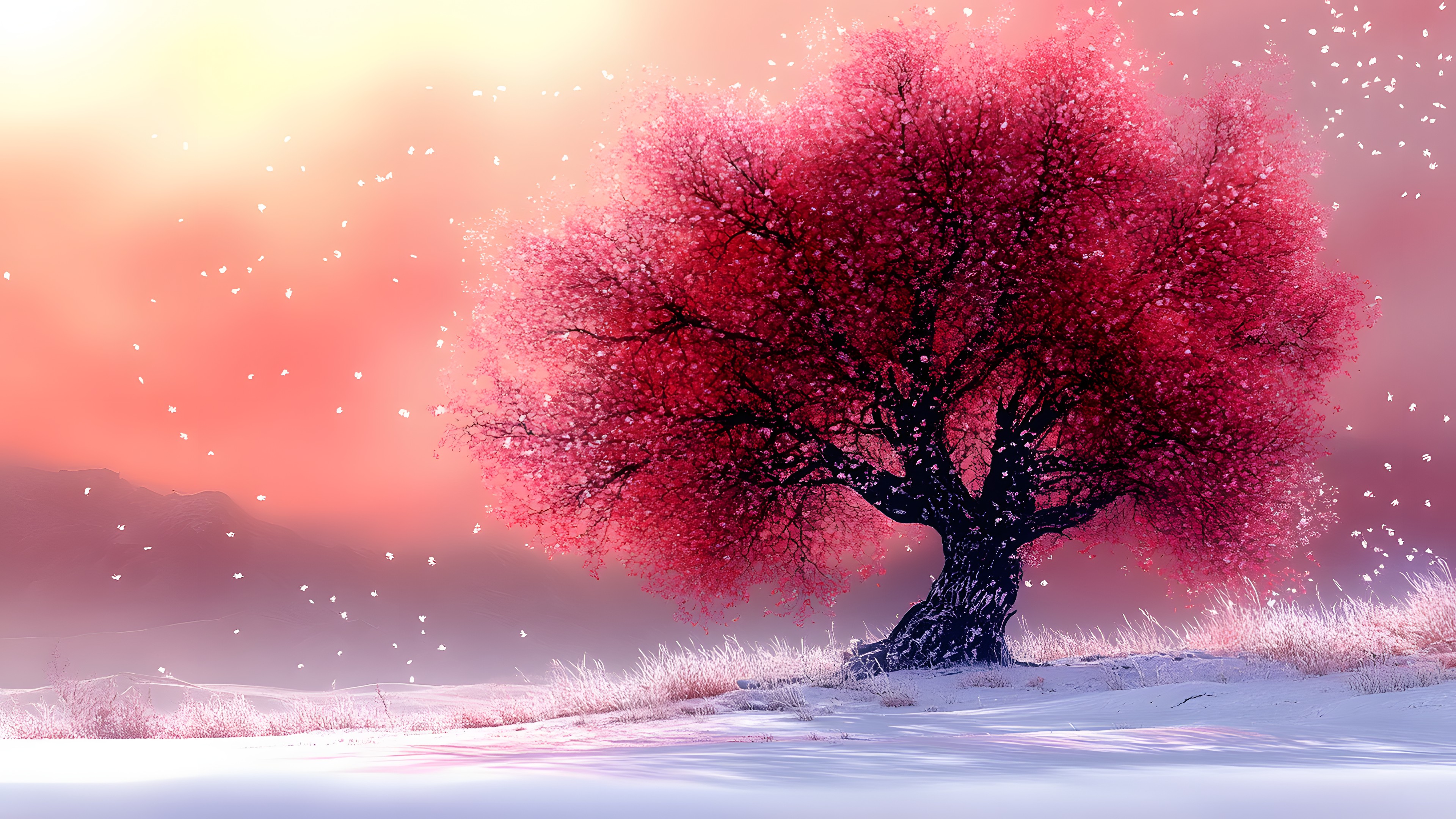 Branch, Red, Nature, Winter, atmospheric phenomenon, Pink, Twig, Frost, Snow, Freezing, Woody plant, Precipitation