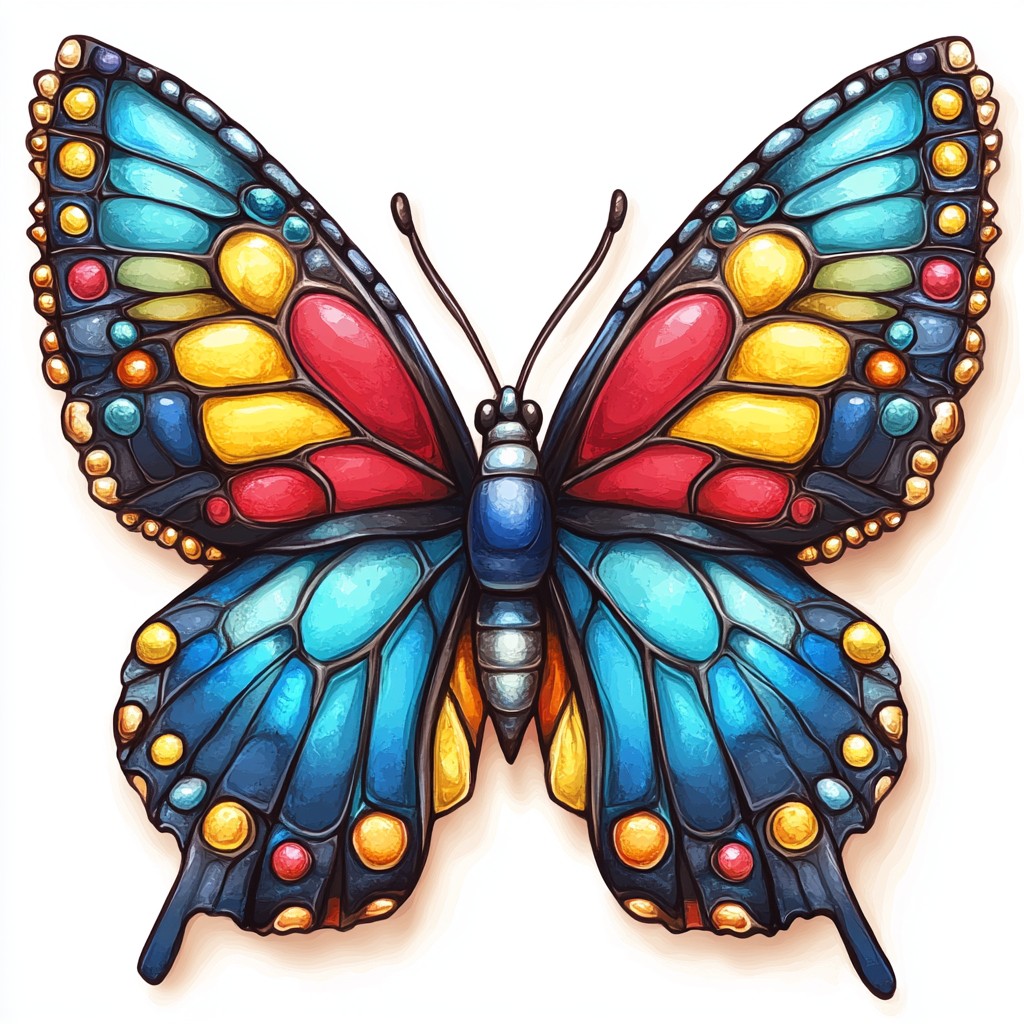 Blue, Pollinator, Butterfly, Insect, Arthropod, Wing, Lepidoptera, Stained glass, Clip art, Brush-footed butterflies, Graphics, Gossamer-winged butterflies