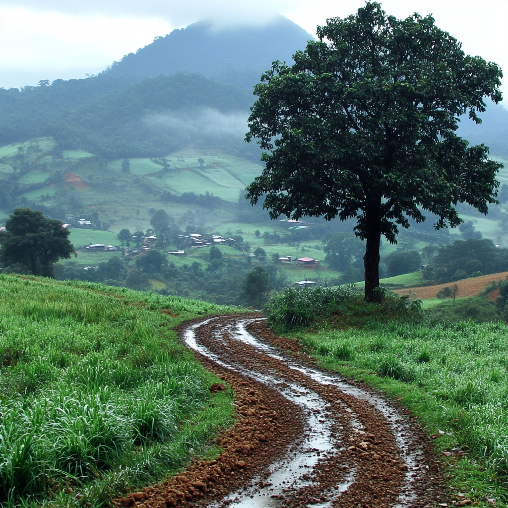 Plants, Natural landscape, Hill, Grassland, Rural area, Plantation, Field, Dirt road, Hill station, Trail, Valley, Soil, Agriculture, Pasture, Village, Prairie, Farm, Path, Steppe