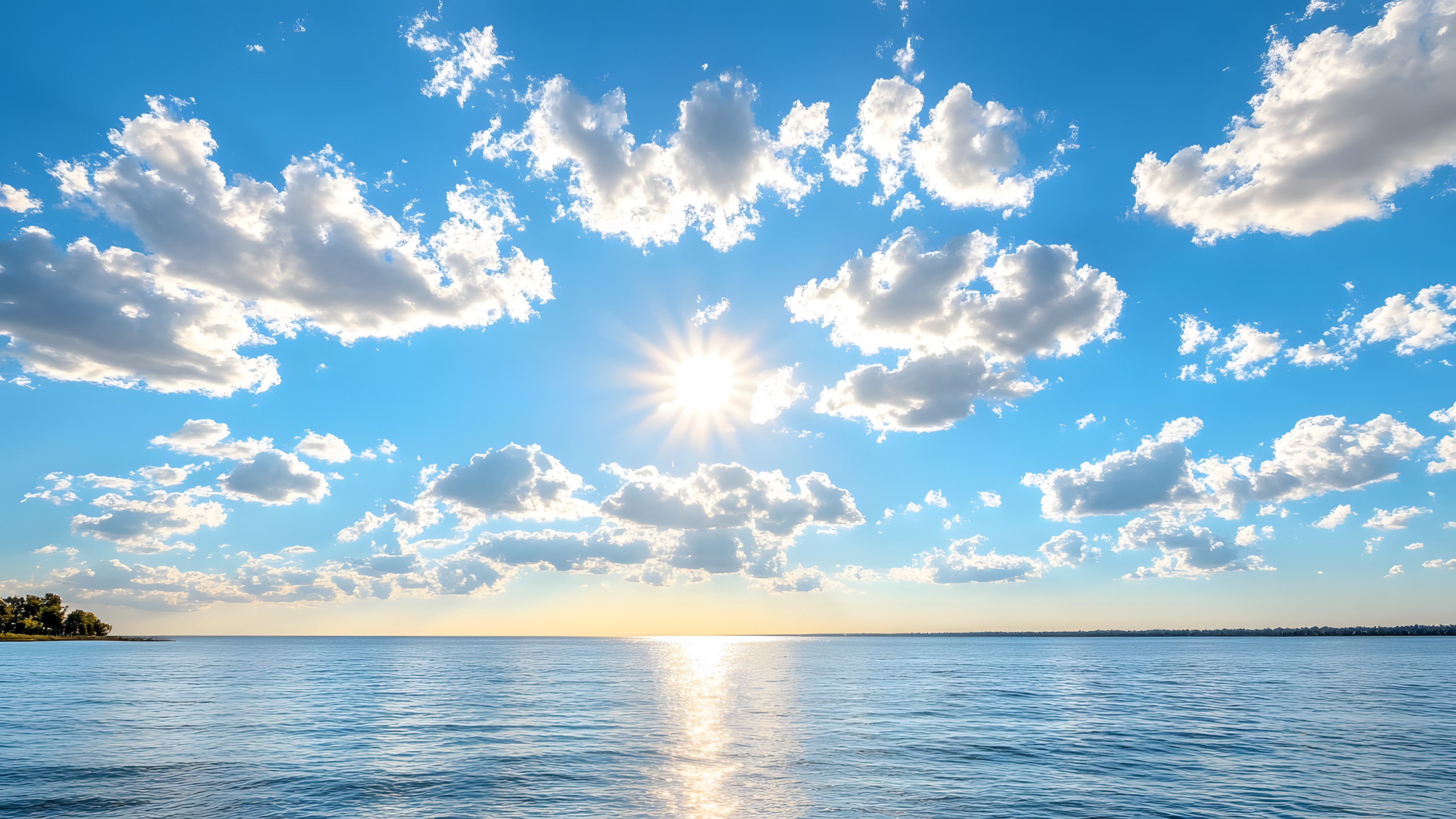 Sky, Cloud, Blue, Sun, Water, Daytime, Body of water, Horizon, Cumulus, Fluid, Sea, Astronomical object, Liquid, Ocean, Sunlight, Coastal and oceanic landforms, Morning, Meteorological phenomenon, Reflection, Sunrise