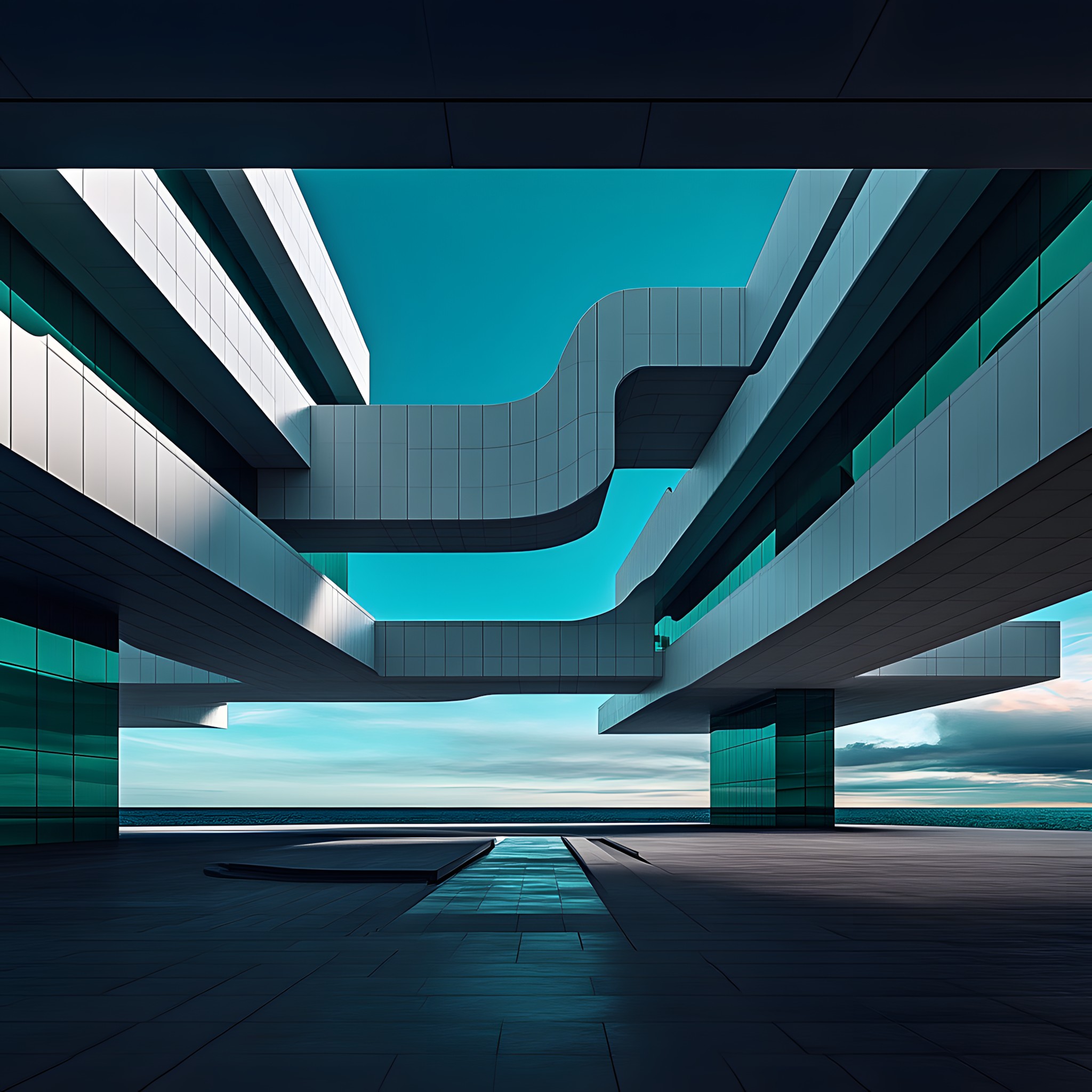 Blue, Composite material, Design, Headquarters, Shadow, Daylighting