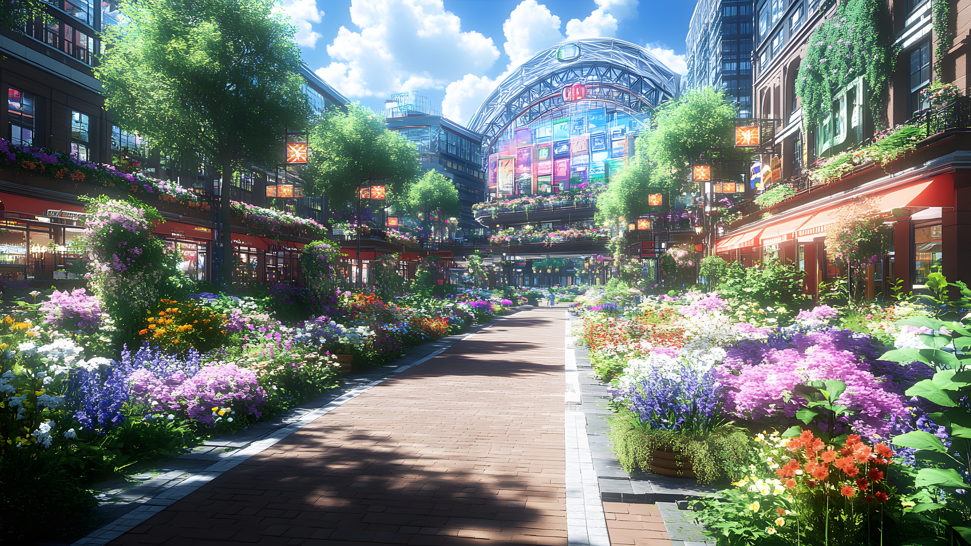 Garden, Botanical garden, Floristry, Cityscape, Floral design, Geraniums