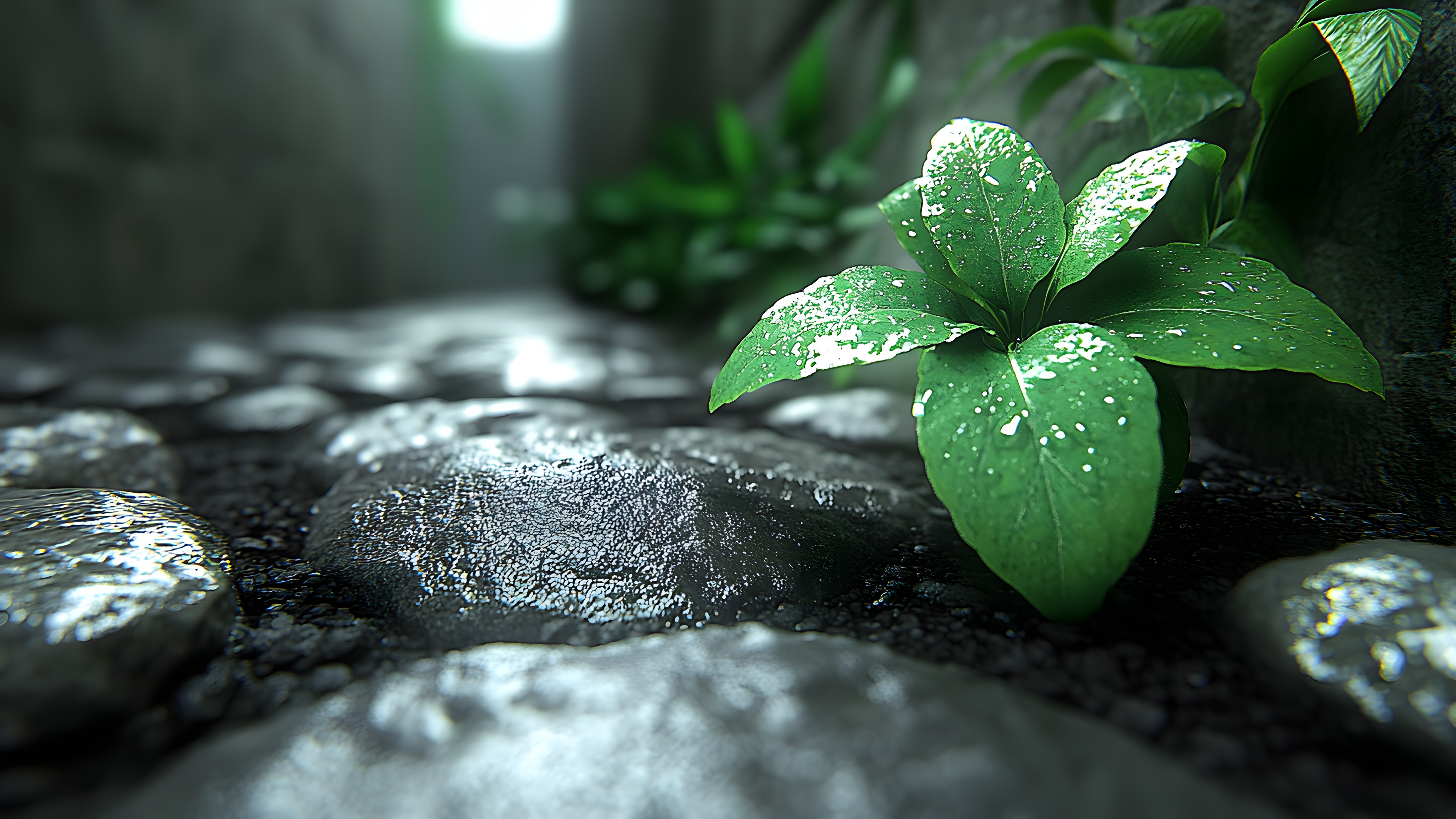 Green, Pebble, Macro photography, Algae, Aquatic plant, Moss, Water plantains, Herb, Liverworts, Water feature
