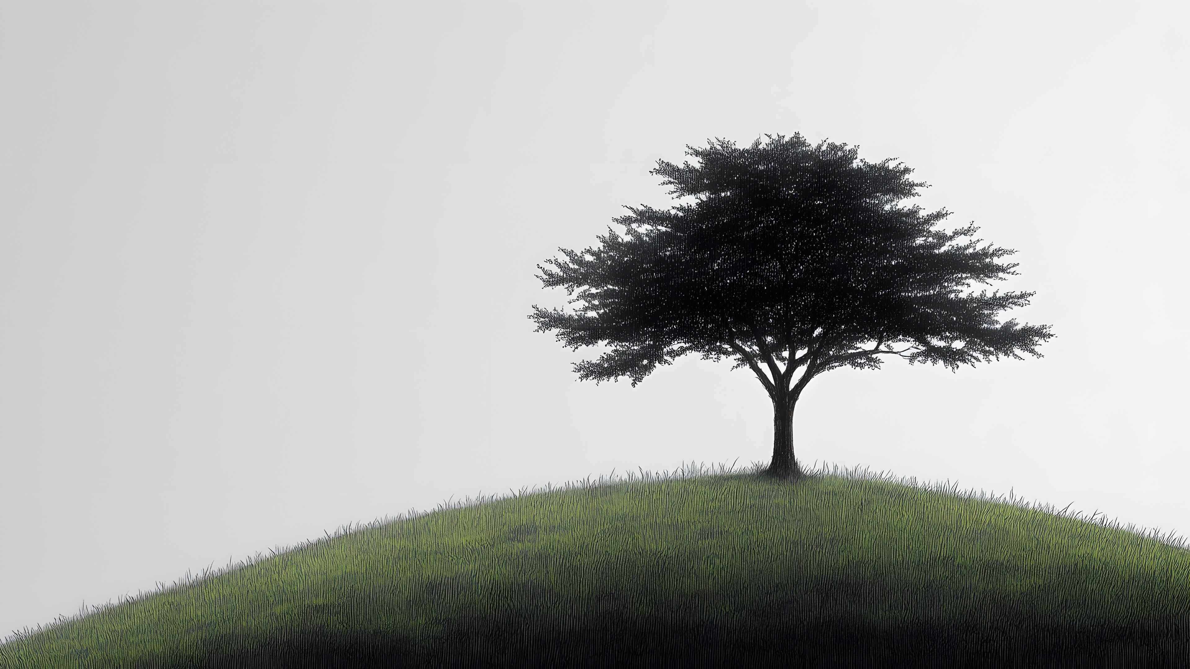 atmospheric phenomenon, Monochrome photography, Trunk, Woody plant, Black and white, Monochrome, Field, Wind, Fog, Savanna, Mist, Hinterland, Haze, Mound