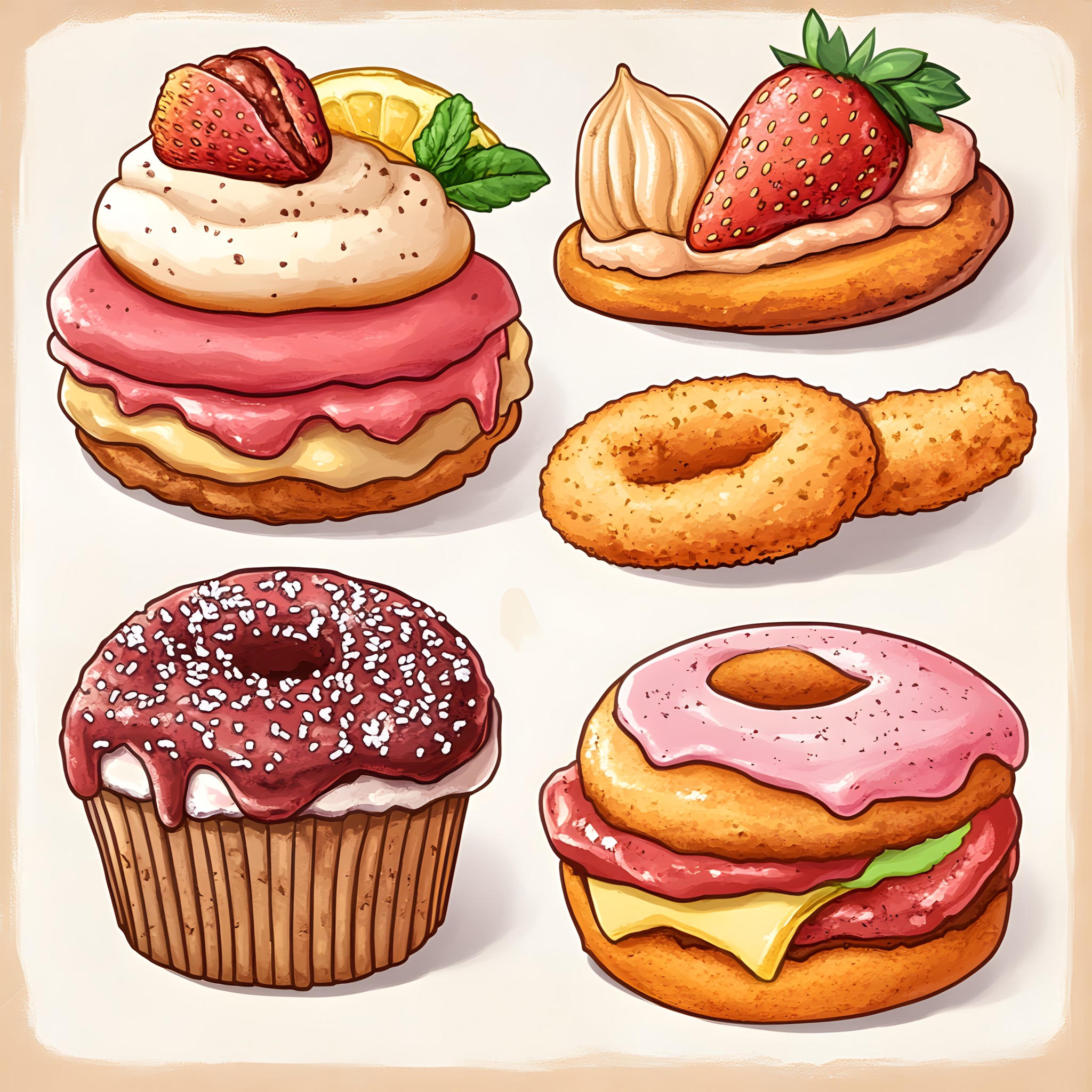 Food, Ingredient, Dessert, Doughnut, Finger food, Baking, Recipe, Fast food, Bagel, Clip art, Junk food, Bakery, Ciambella, Cream, Pastry, Icing, Baking Cup, American cuisine, Sprinkles, Bread