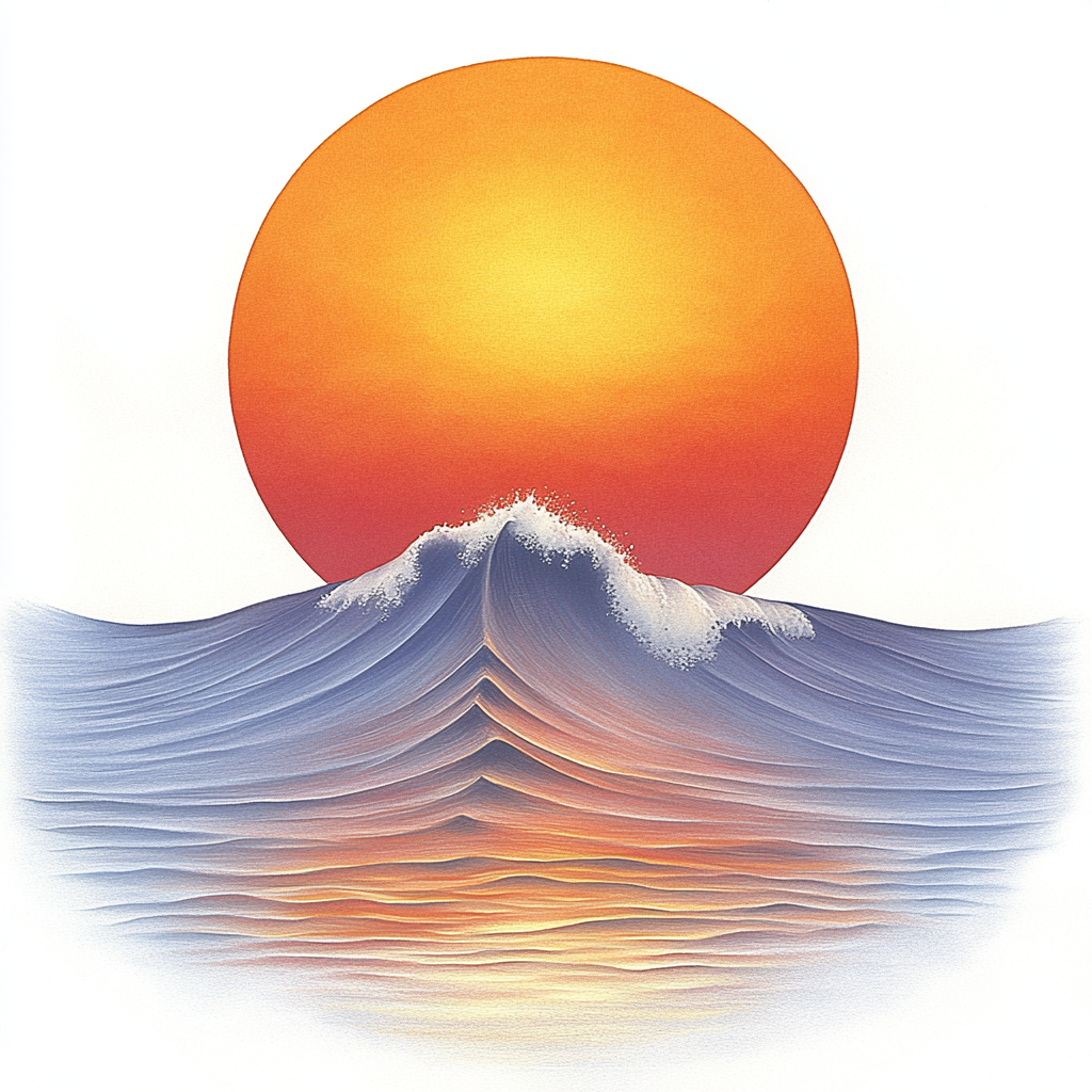 Orange, Ocean, Astronomical object, Sunrise, Sun, Wind wave, Sunset, Red sky at morning, Wave, Graphics