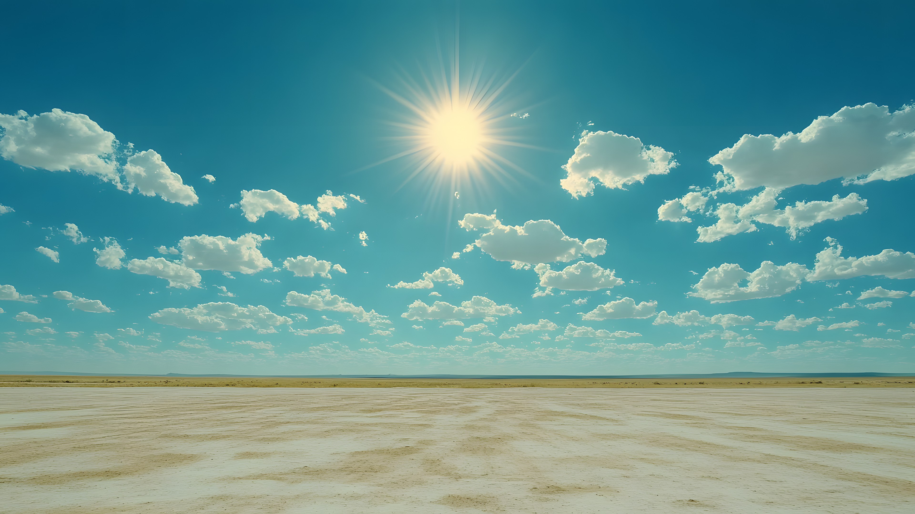 Sky, Blue, Cloud, Daytime, Horizon, Cumulus, Ecoregion, Plain, Meteorological phenomenon, Sunlight, Field, Sun, Steppe, Sand, Aeolian landform, Wind, Astronomical object, Desert