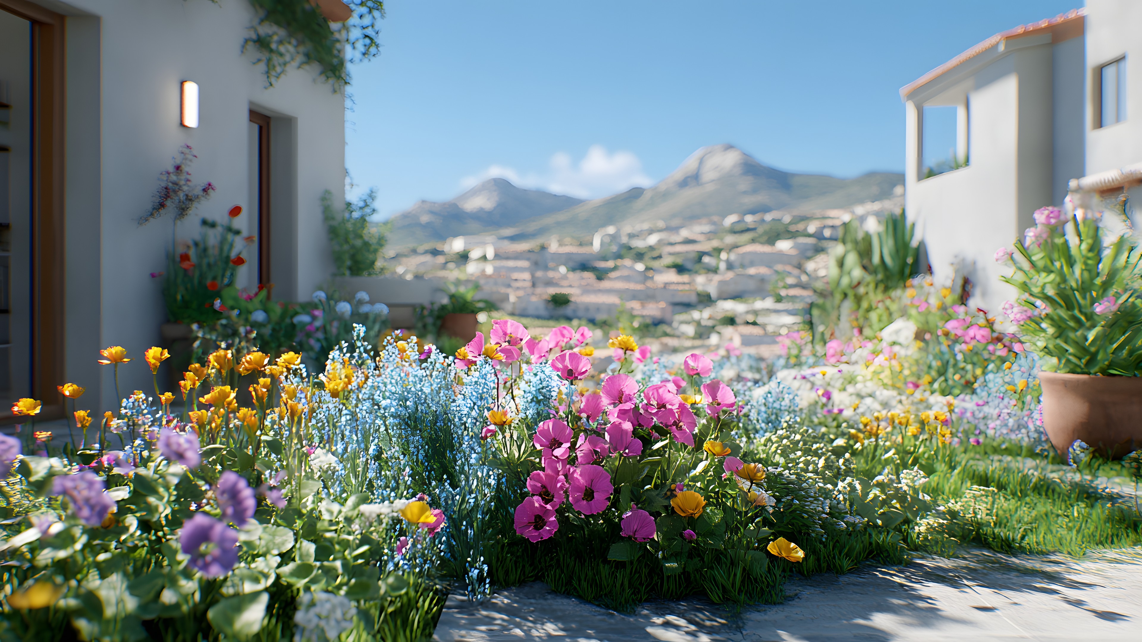 Flower, Plants, Garden, Spring, Flowering plant, Wildflower, Landscaping, Herbaceous plant, Yard, Perennial plant, Botanical garden, Balcony, Herb, Geraniums