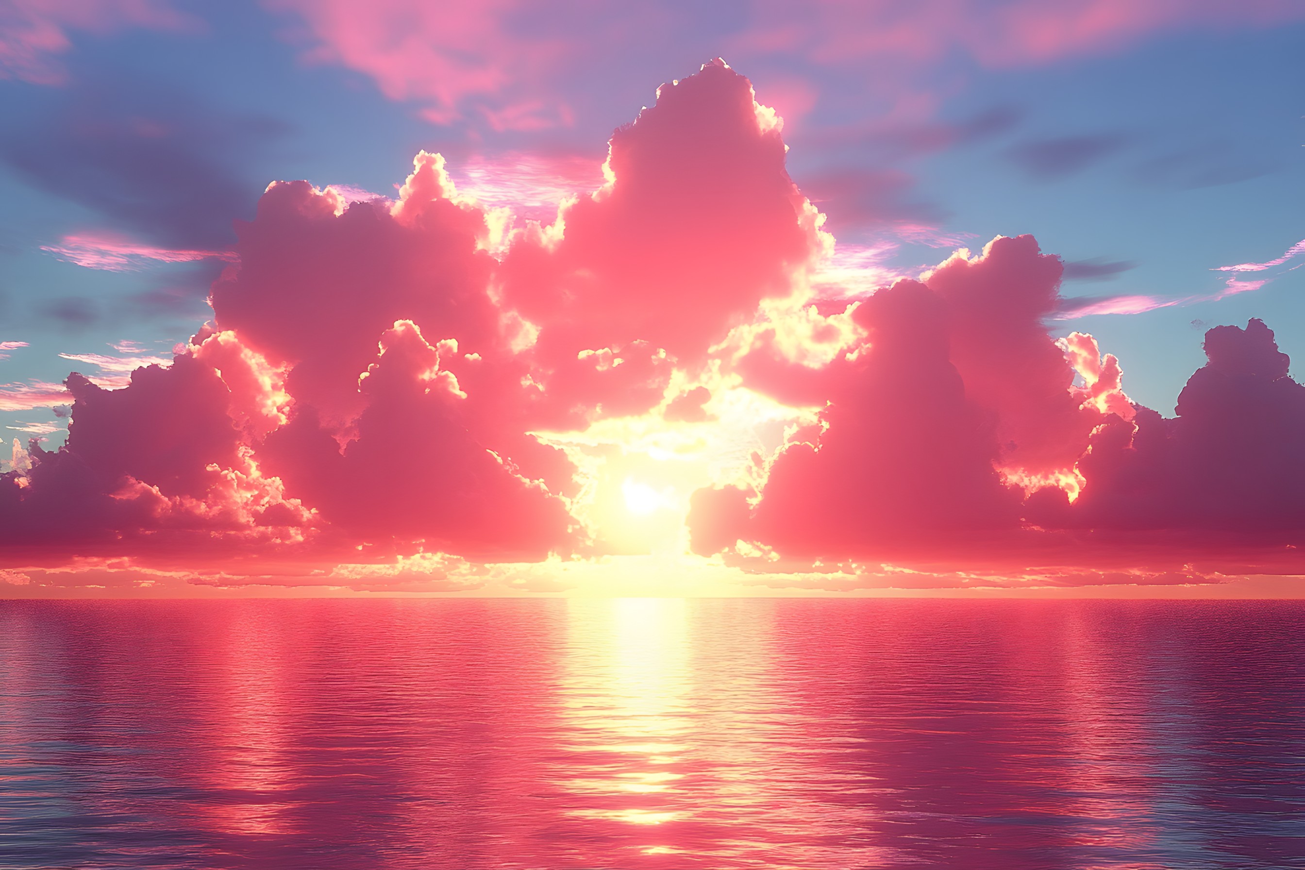 Sky, Cloud, Blue, Afterglow, Horizon, Dusk, Sunset, Orange, Sunrise, Red sky at morning, Sea, Cumulus, Ocean, Pink, Evening, Meteorological phenomenon, Sunlight, Morning, Dawn, Sun