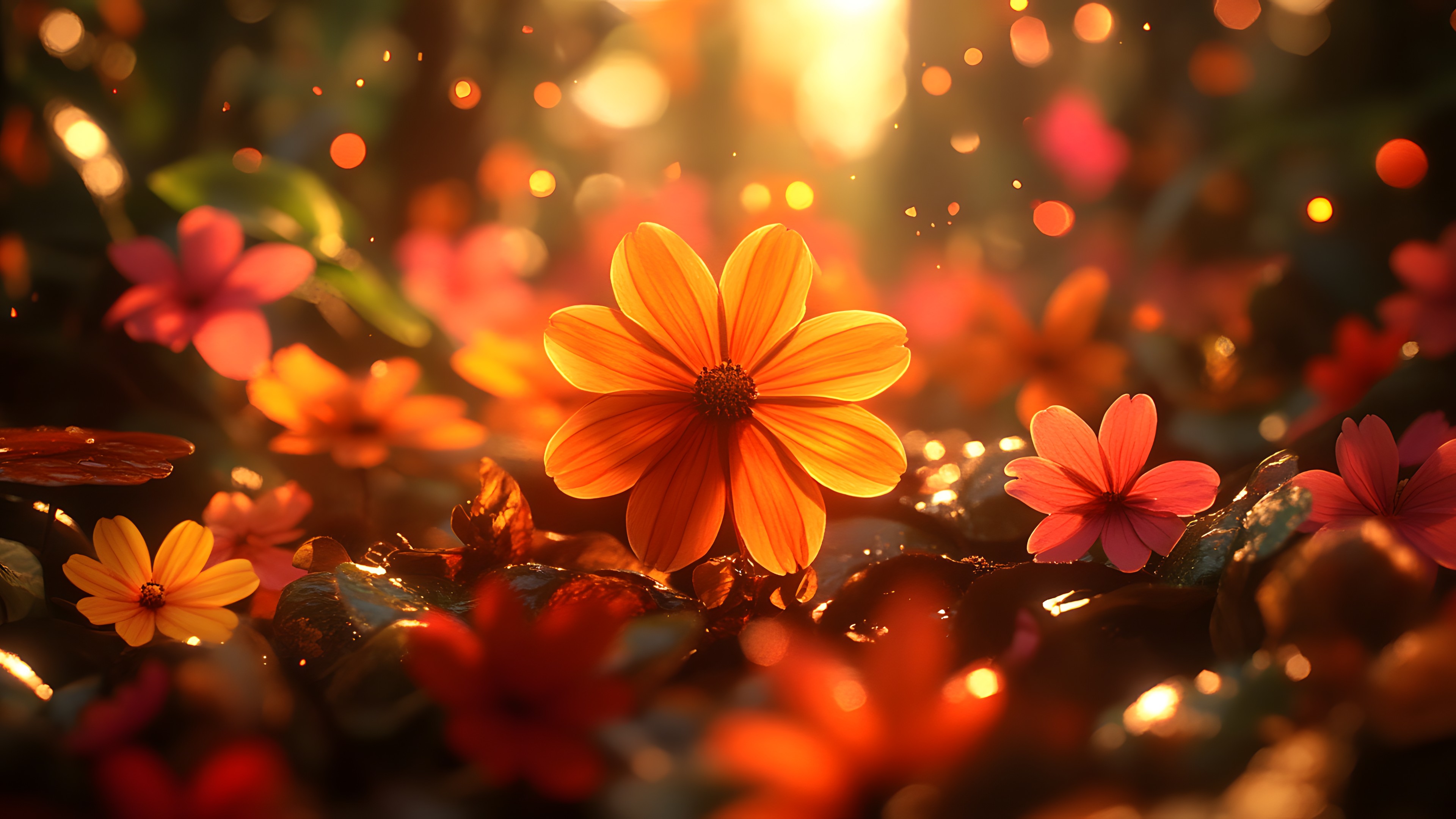 Flower, Petal, Red, Yellow, Orange, Close-up, Macro photography, Floral design, Wildflower, Daisy family, Perennial plant, Still life photography, Pollen, Geraniums