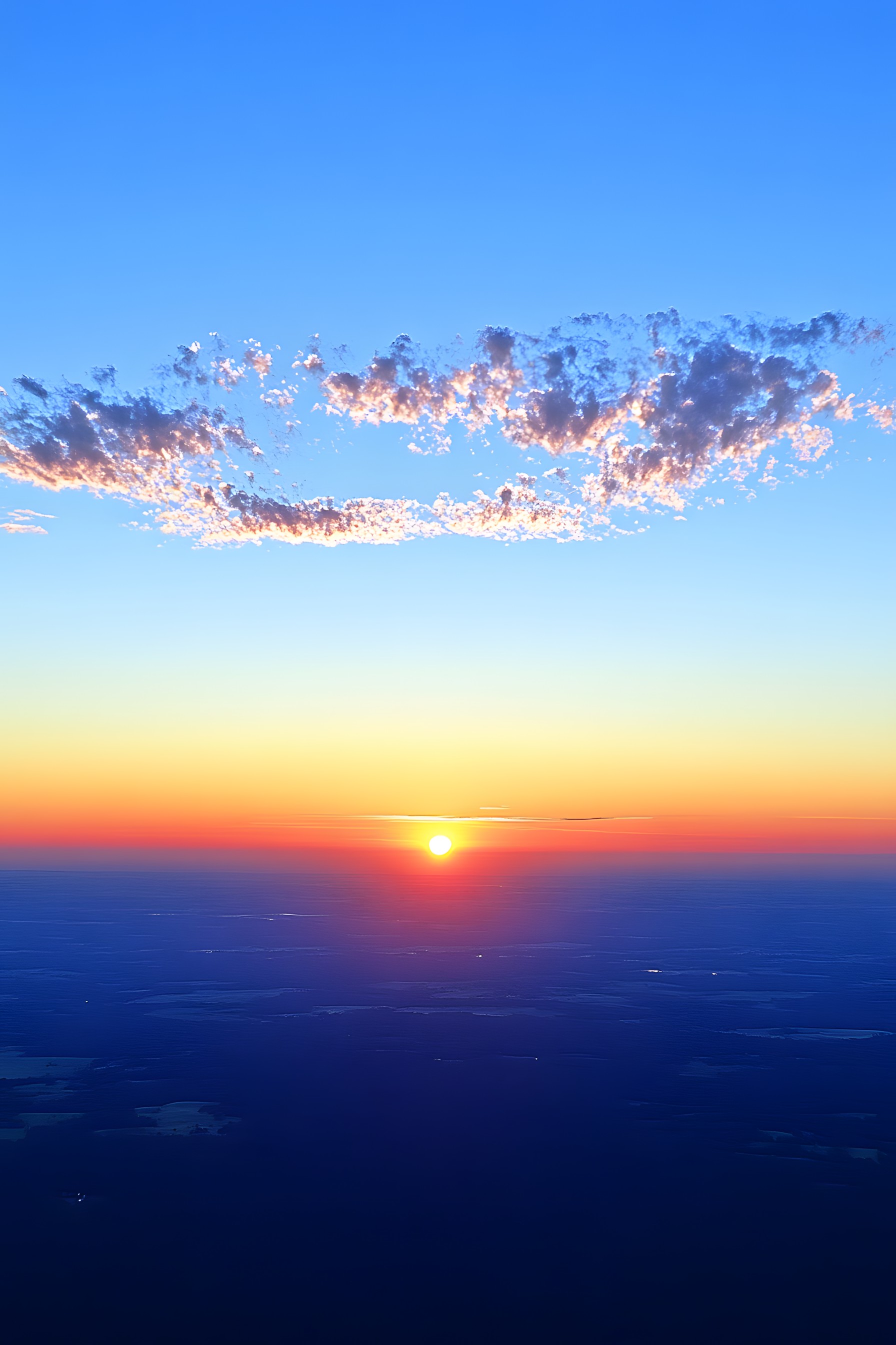 Sky, Blue, Daytime, Horizon, Afterglow, Sun, Orange, Sunrise, Dusk, Sunset, Ecoregion, Astronomical object, Red sky at morning, atmospheric phenomenon, Sunlight, Evening, Morning, Heat, Dawn, Backlighting