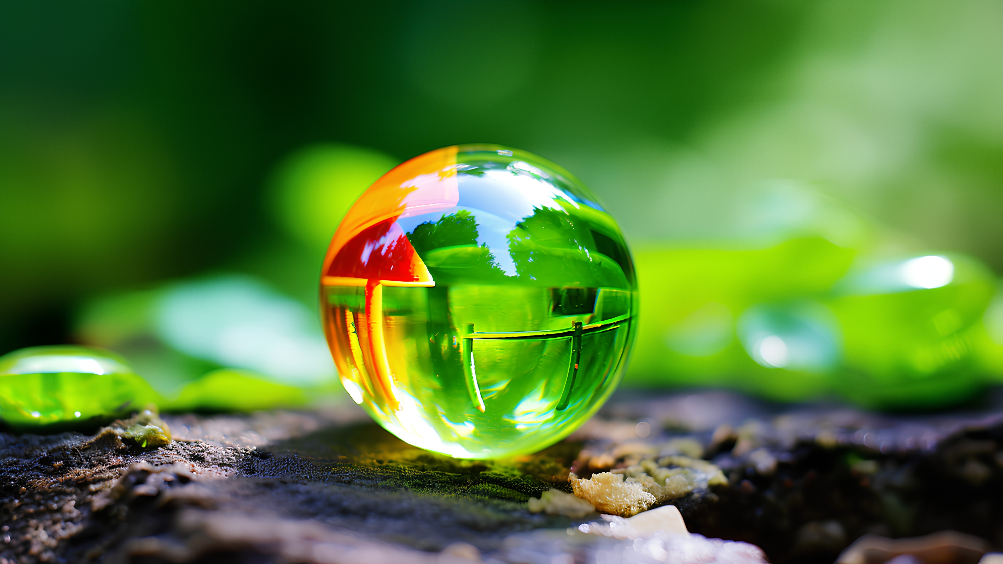 Water, Liquid, World, Grass, Natural landscape, Astronomical object, Toy, Glass, Wood, Electric blue, Transparent material, Macro photography, Circle, Reflection, Liquid bubble, Landscape, Ball, Fashion accessory, Art