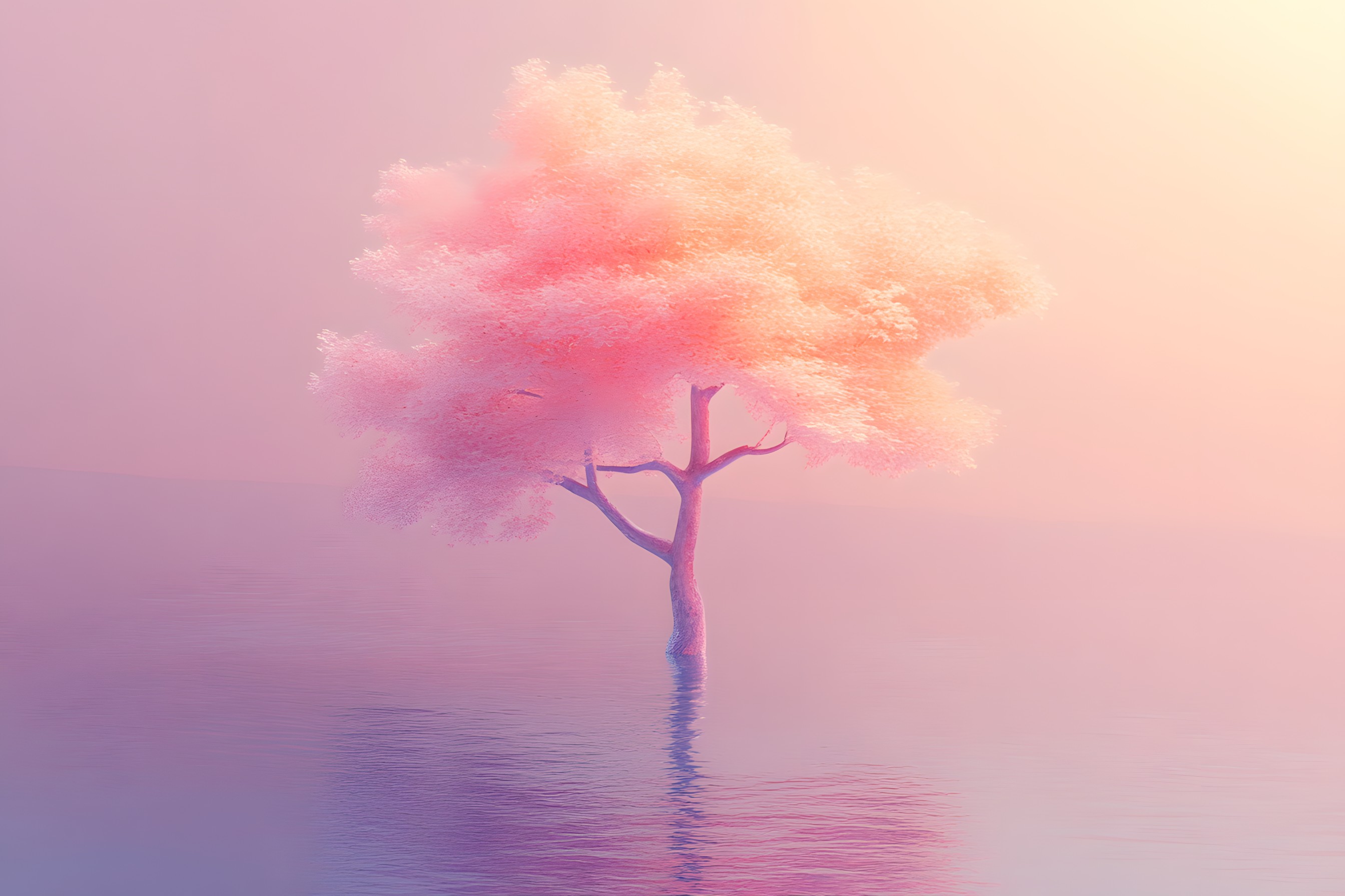 Branch, atmospheric phenomenon, Pink, Twig, Fog, Mist, Haze, Dusk, Evening, Sunrise