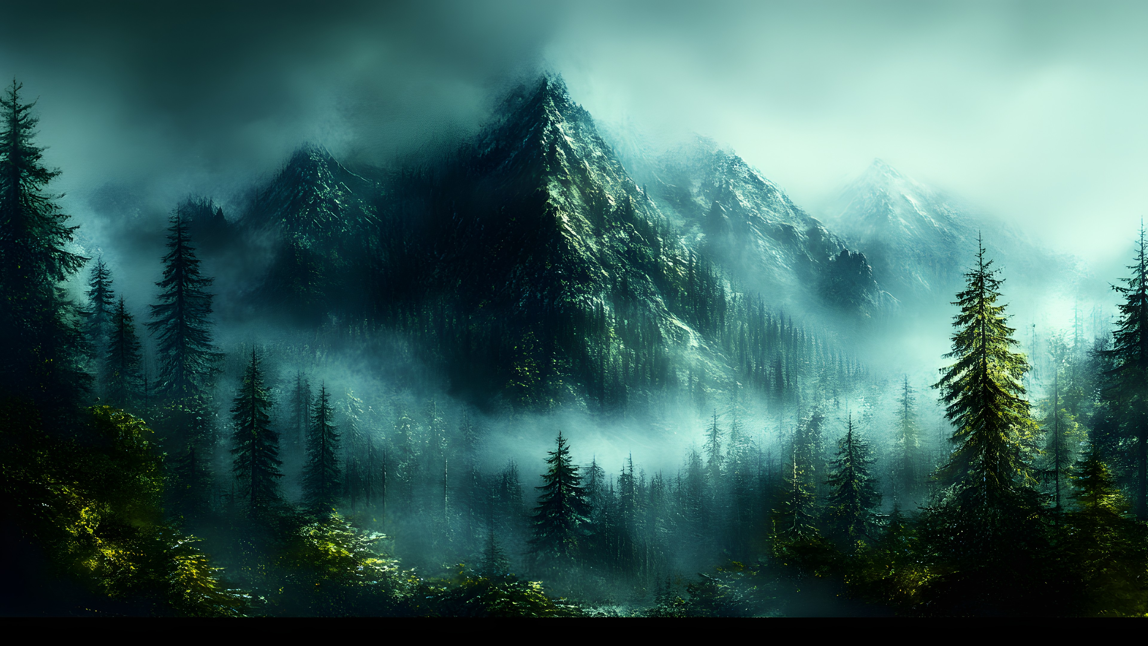 Mountainous landforms, atmospheric phenomenon, Mountain, Forest, Spruce-fir forests, Wilderness, Mist, Mountain range, Hill station, Fog, Jungle, Larch, Tropical and subtropical coniferous forests, Old-growth forest, Valley, Alps, Black spruce, Northern hardwood forest, Rainforest, Conifers