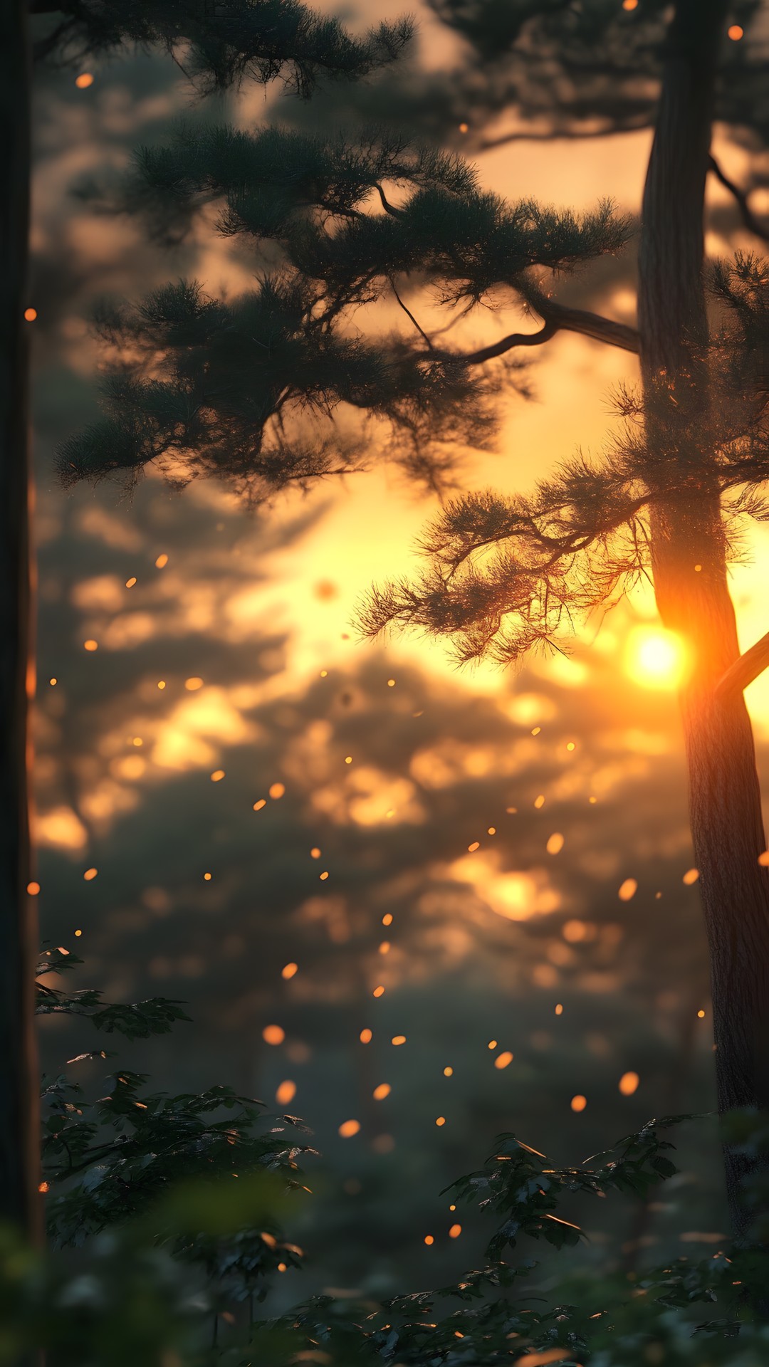 Sun, Branch, Nature, Leaf, atmospheric phenomenon, Sunrise, Orange, Sunset, Sunlight, Dusk, Astronomical object, Evening, Afterglow, Twig, Forest, Morning, Trunk, Heat, Woody plant, Lens flare