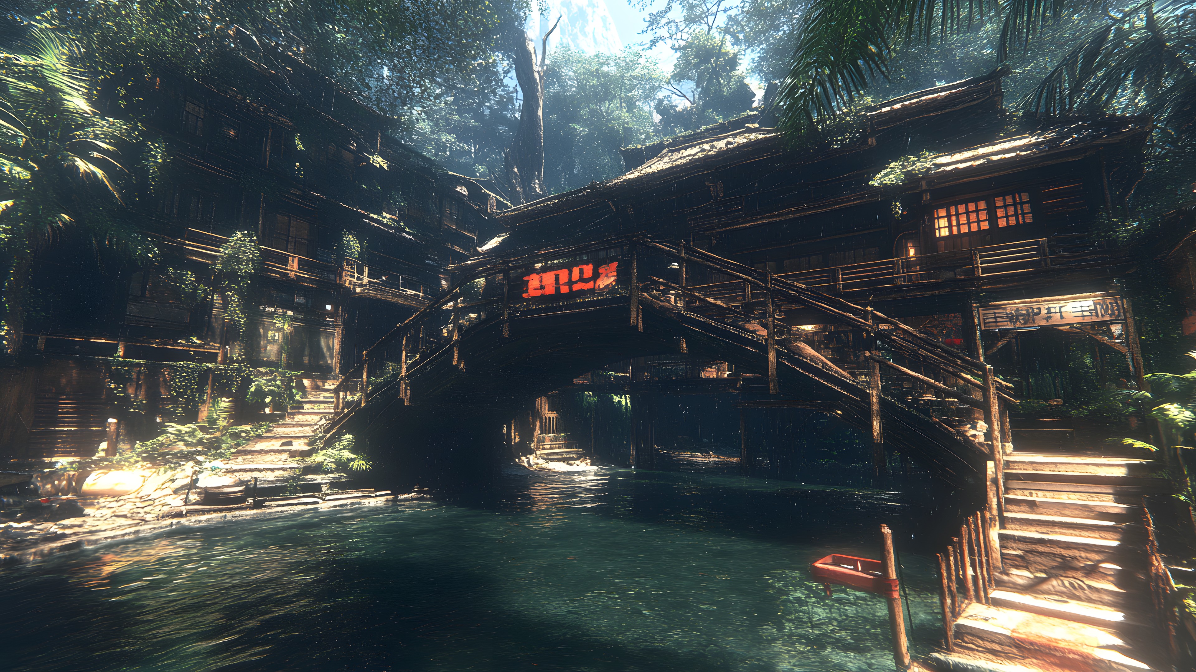 Tree house, Jungle, Chinese architecture, Night, PC game, Bridge, Japanese architecture, Eco hotel, Palm trees