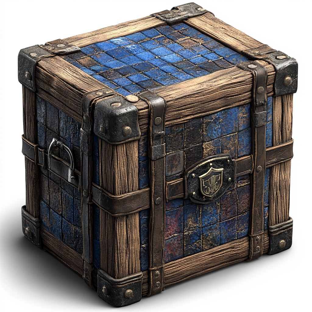 Rectangle, Wood, Gas, Pattern, Electric blue, Box, Hardwood, Chest, Art, Mechanical puzzle, Square, Casket, Home accessories, Metal, Trunk, Baggage, Still life photography, Wicker