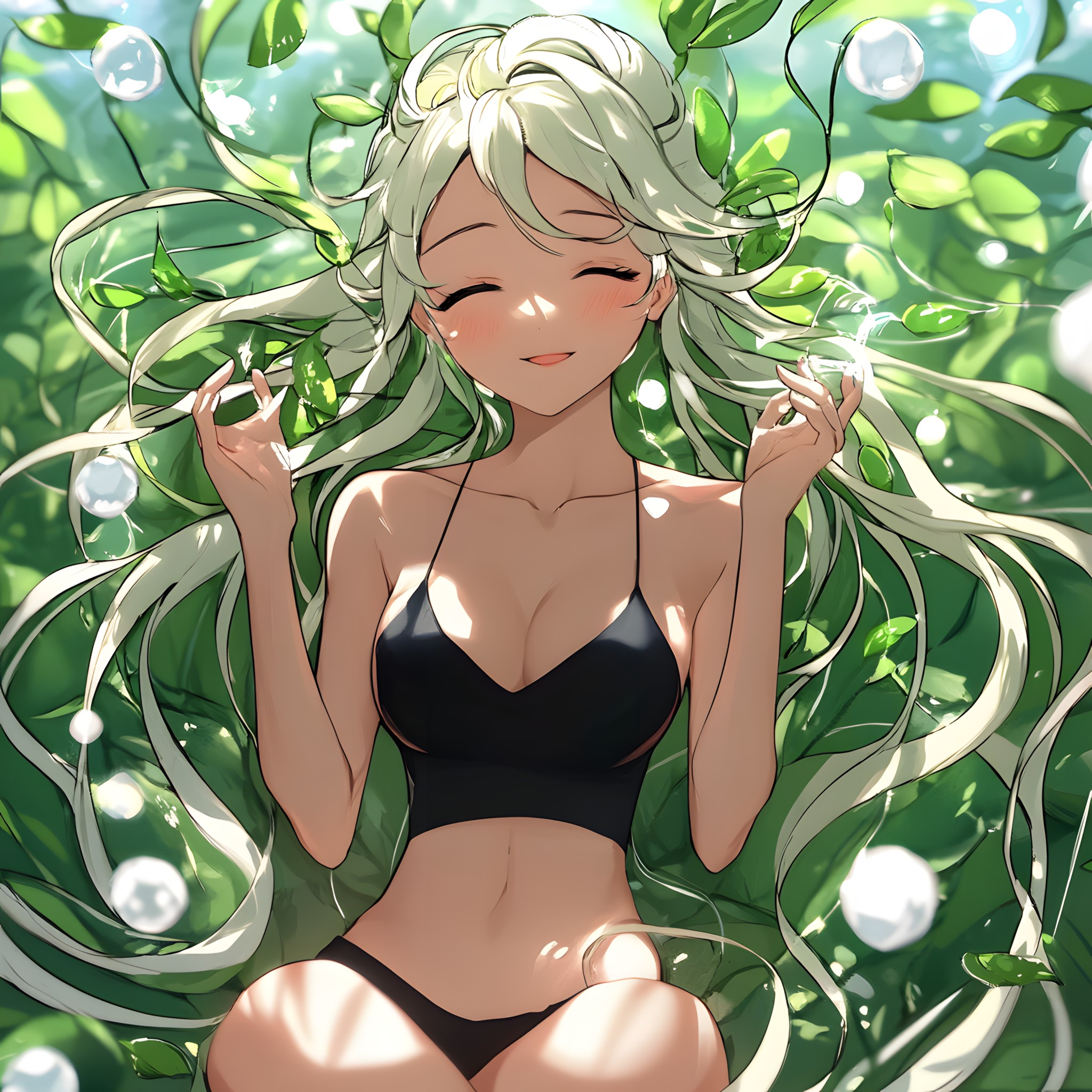 Cartoon, CG artwork, Anime, Long hair, Animation, Fictional character, Blond, Animated cartoon, Fiction, Swimsuit, Undergarment, Hime cut, One-piece swimsuit, Bikini