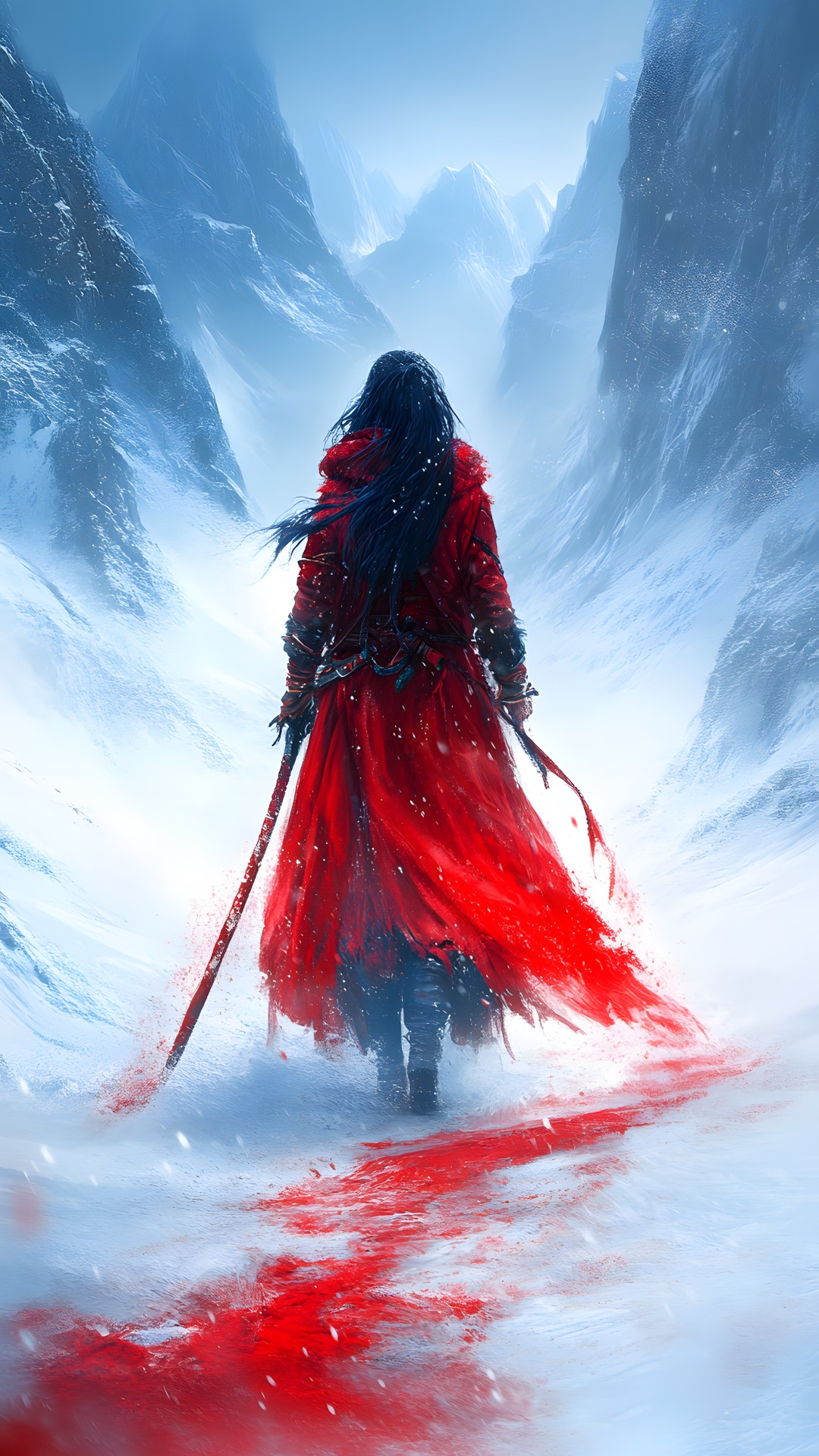 Red, Fictional character, CG artwork, Costume, Winter, Cloak, Film, Animation, Fiction, Anime, Costume design, Cosplay, Snow