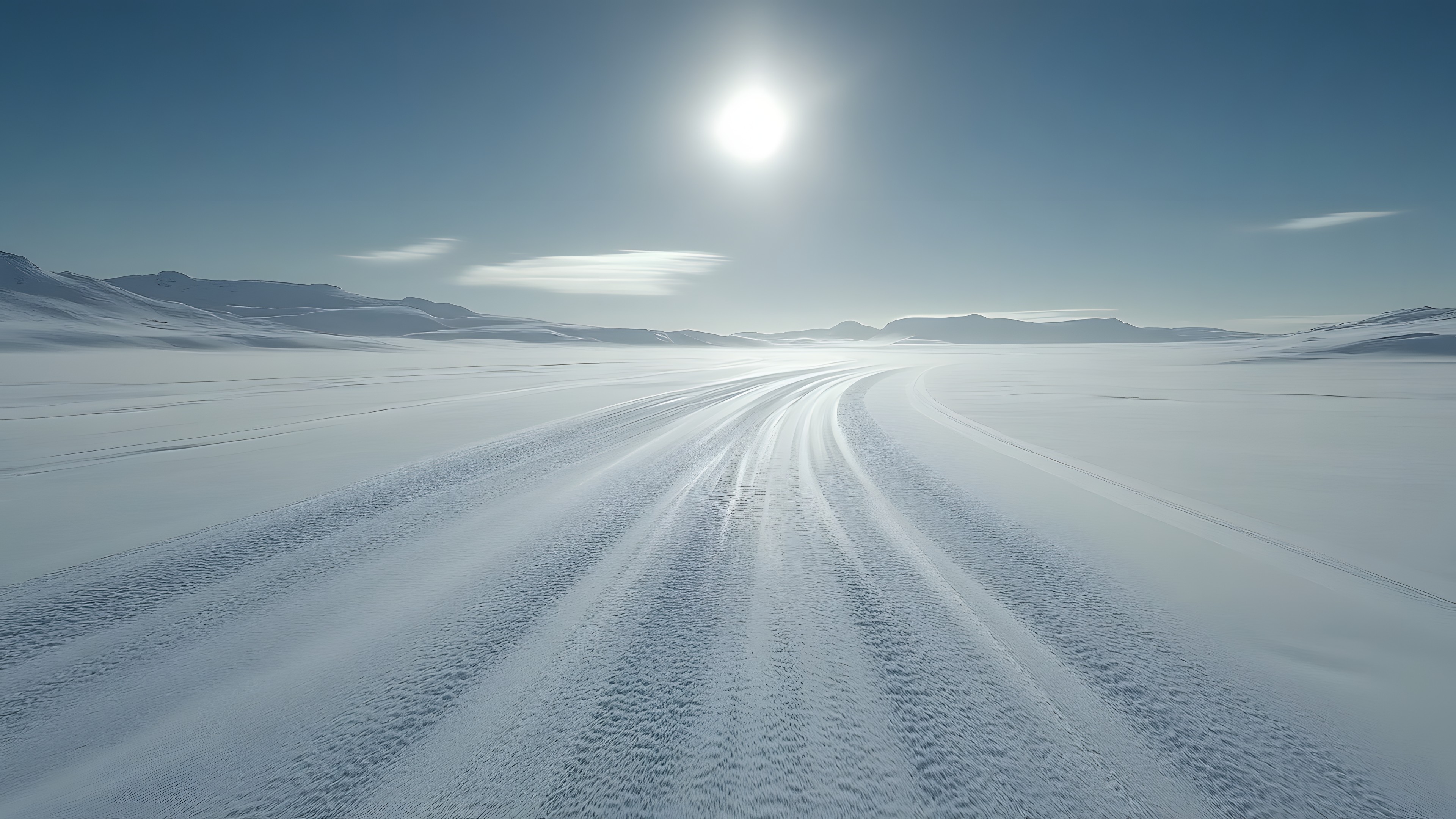 Winter, Horizon, Snow, Glacial landform, Freezing, Ice cap, geological phenomenon, Slope, Sunlight, Arctic, Tundra, Astronomical object, Glacier, Piste, Ice, Lens flare, Aeolian landform