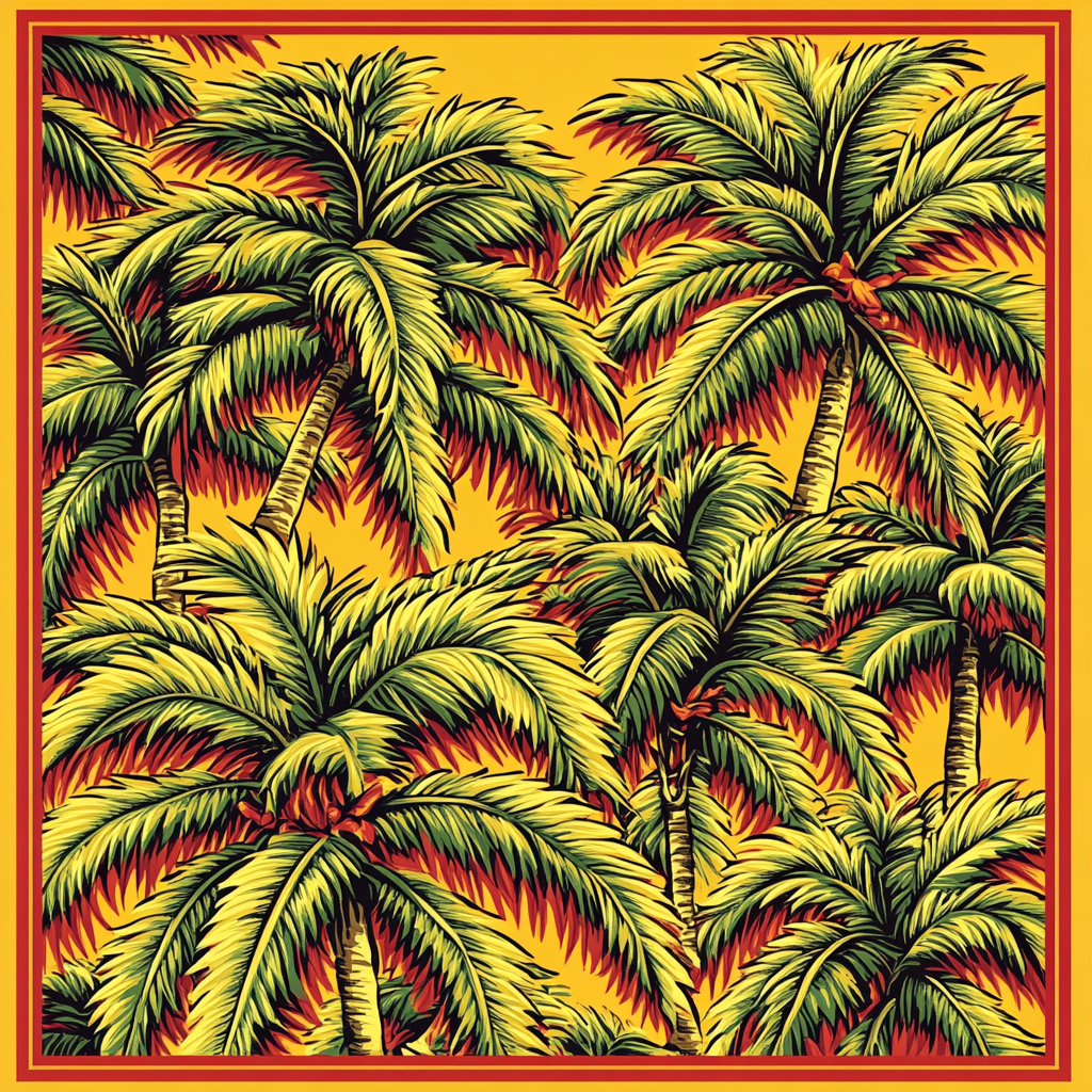 Yellow, Orange, Palm trees, Cycad