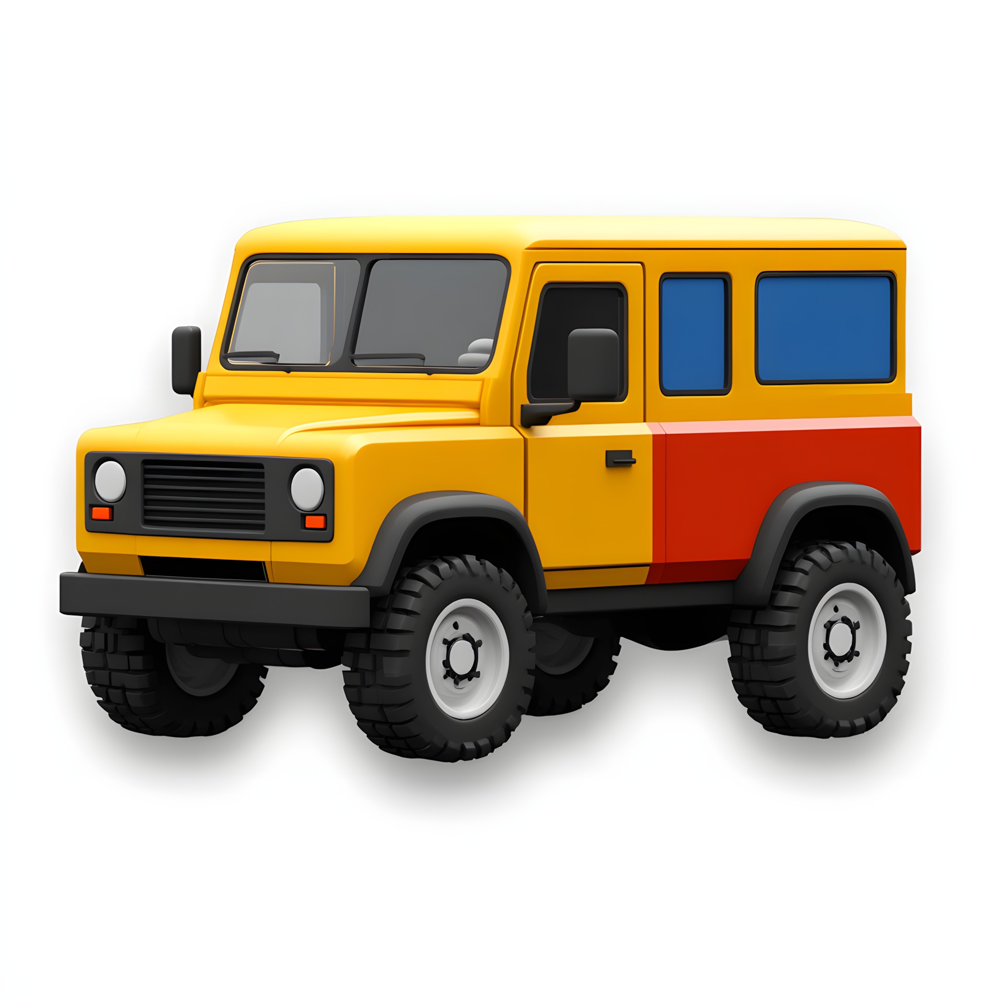 Motor vehicle, Car, Automotive Exterior, Yellow, Automotive Tire, Automotive lighting, Automotive Wheel System, Hardtop, Bumper, Tread, Off-road vehicle, Fender, Automotive Parking Light, Sport utility vehicle, Automotive Side-View Mirror, Hood, Land Rover, Clip art, Rolling, Car door