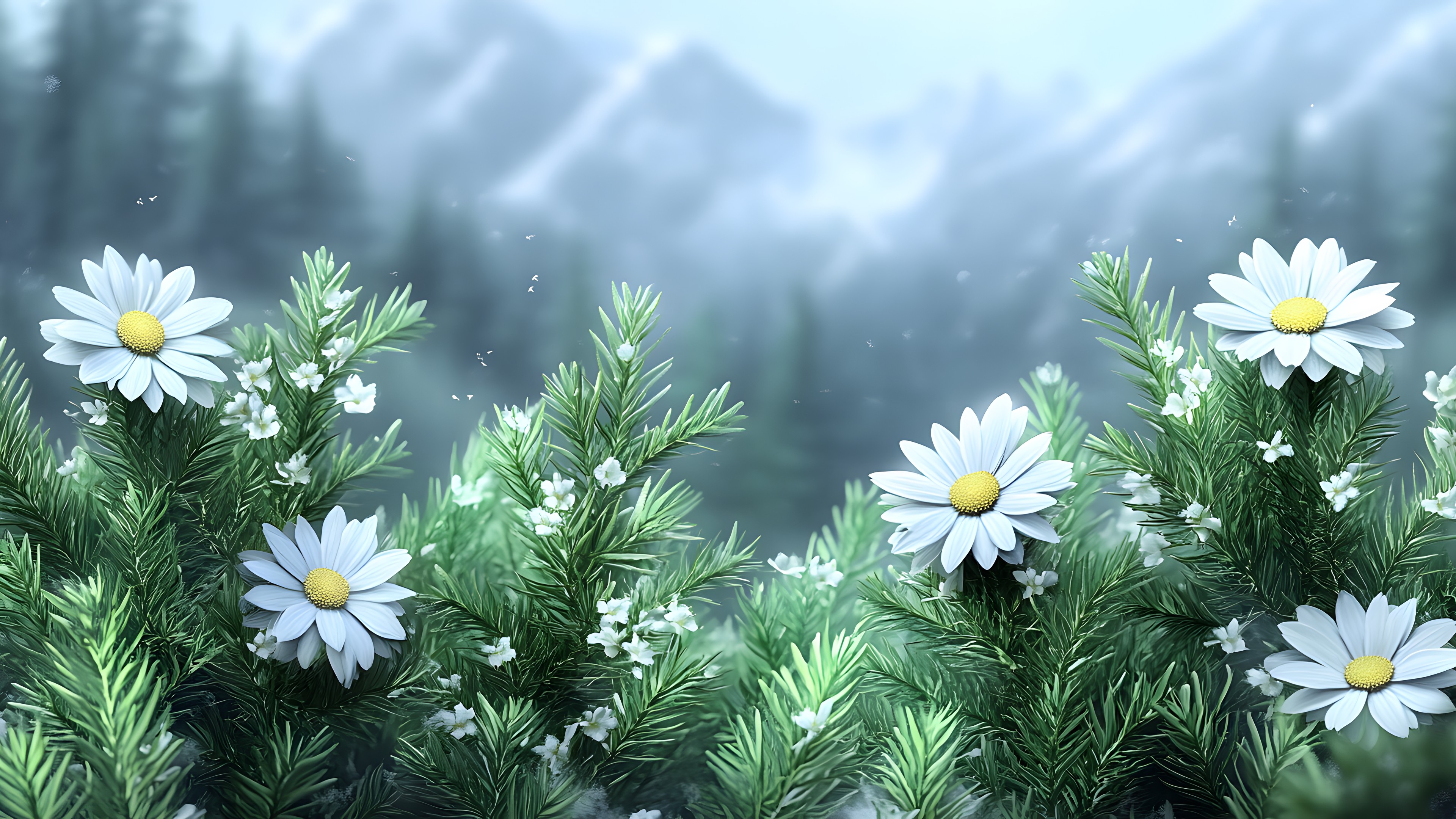 Flower, Roman chamomile, Chamomile, Marguerite daisy, Bellis, Wildflower, Conifers, Common daisy, Winter, Daisy family, Oxeye daisy, Tanacetum, Fir, Pine family, Aster