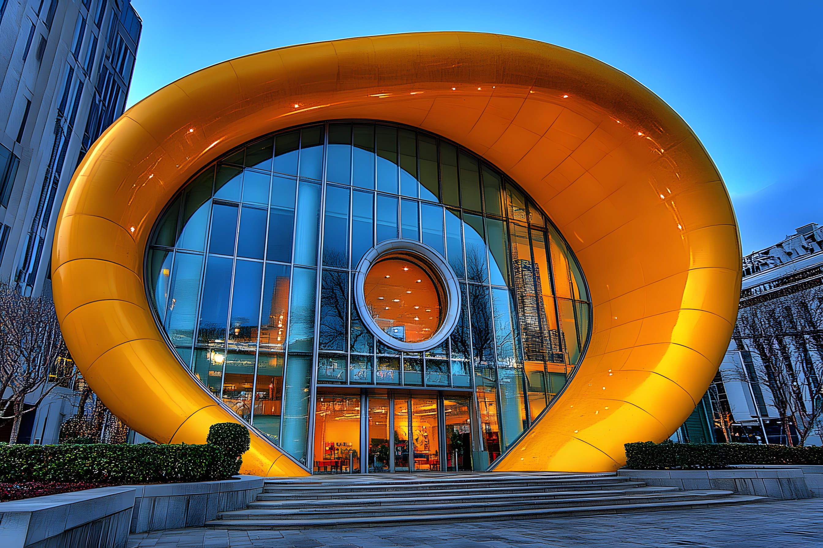 Orange, Commercial building, Metal, Glass, Headquarters, Science