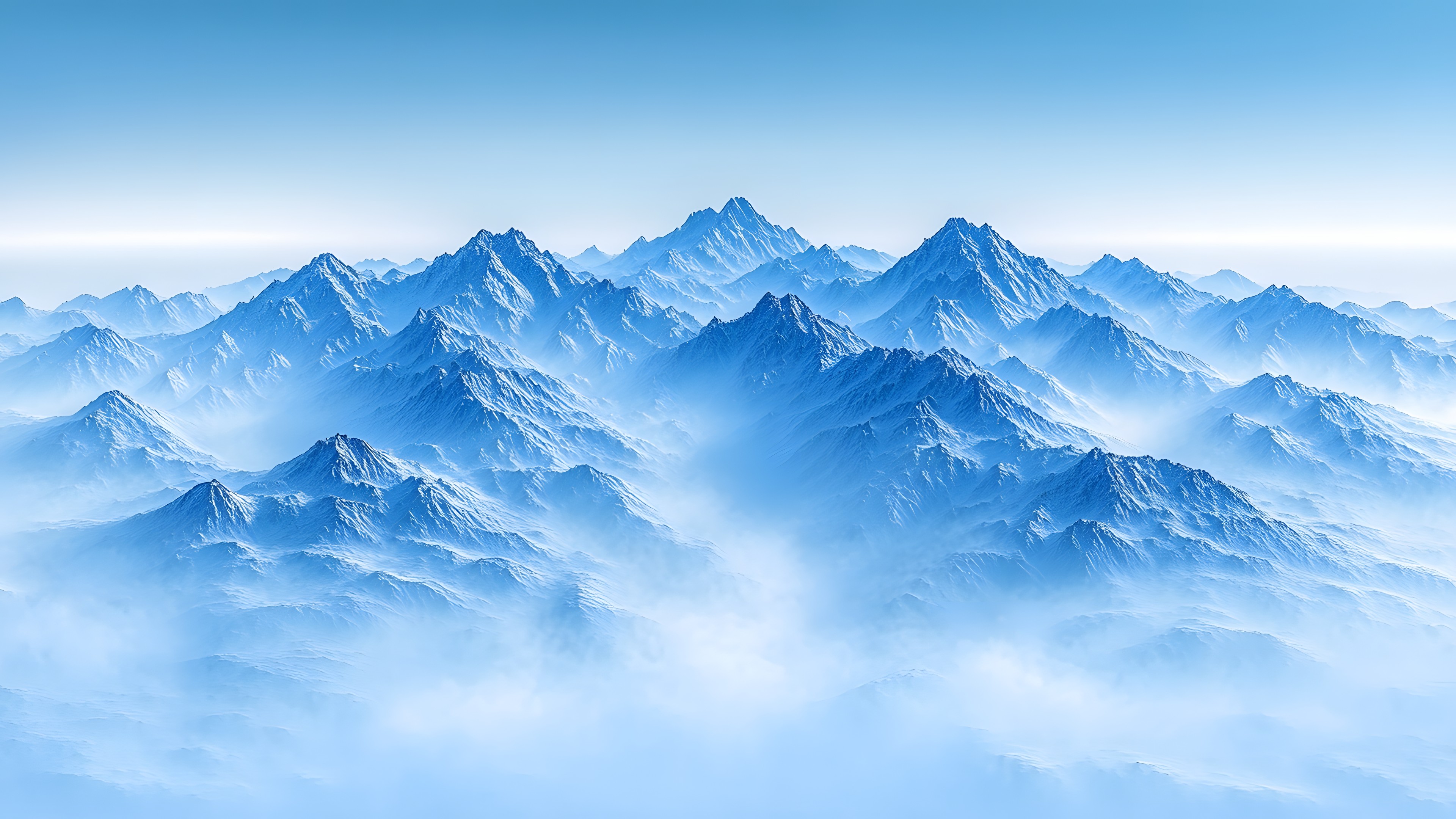 Blue, Mountain, atmospheric phenomenon, Mountain range, Glacial landform, Winter, Summit, Alps, Ridge, Snow, geological phenomenon, Arête, Glacier, Massif, Cumulus, Meteorological phenomenon, Freezing, Fog, Mount Scenery, Nunatak